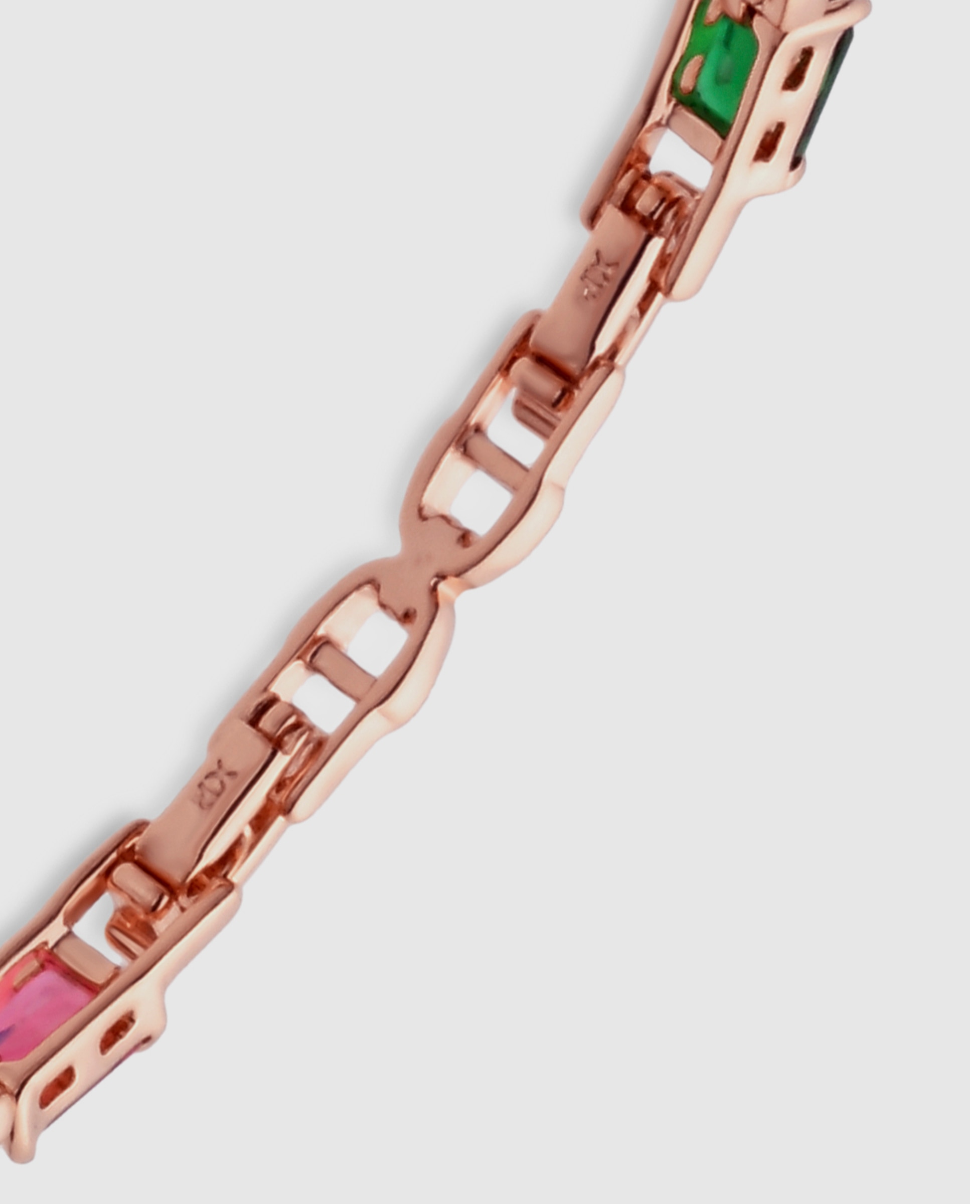 Pulseira de Corrente Special Edition Acabada em Ouro Rosa de 18k com Zirconita Multicolor-7