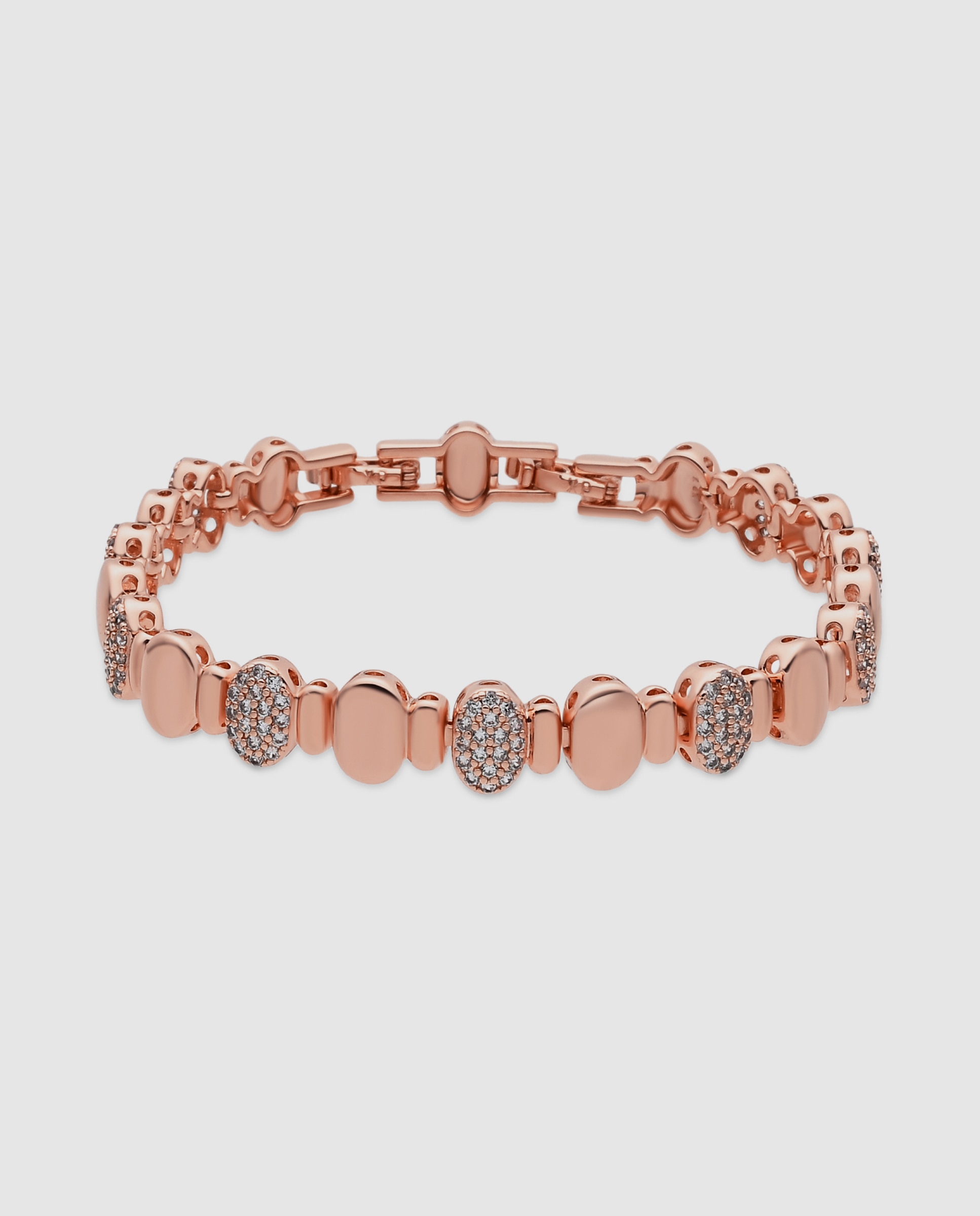Pulseira de Corrente Special Edition Acabada em Ouro Rosa de 18k com Zirconita Brilhante Rosa-1