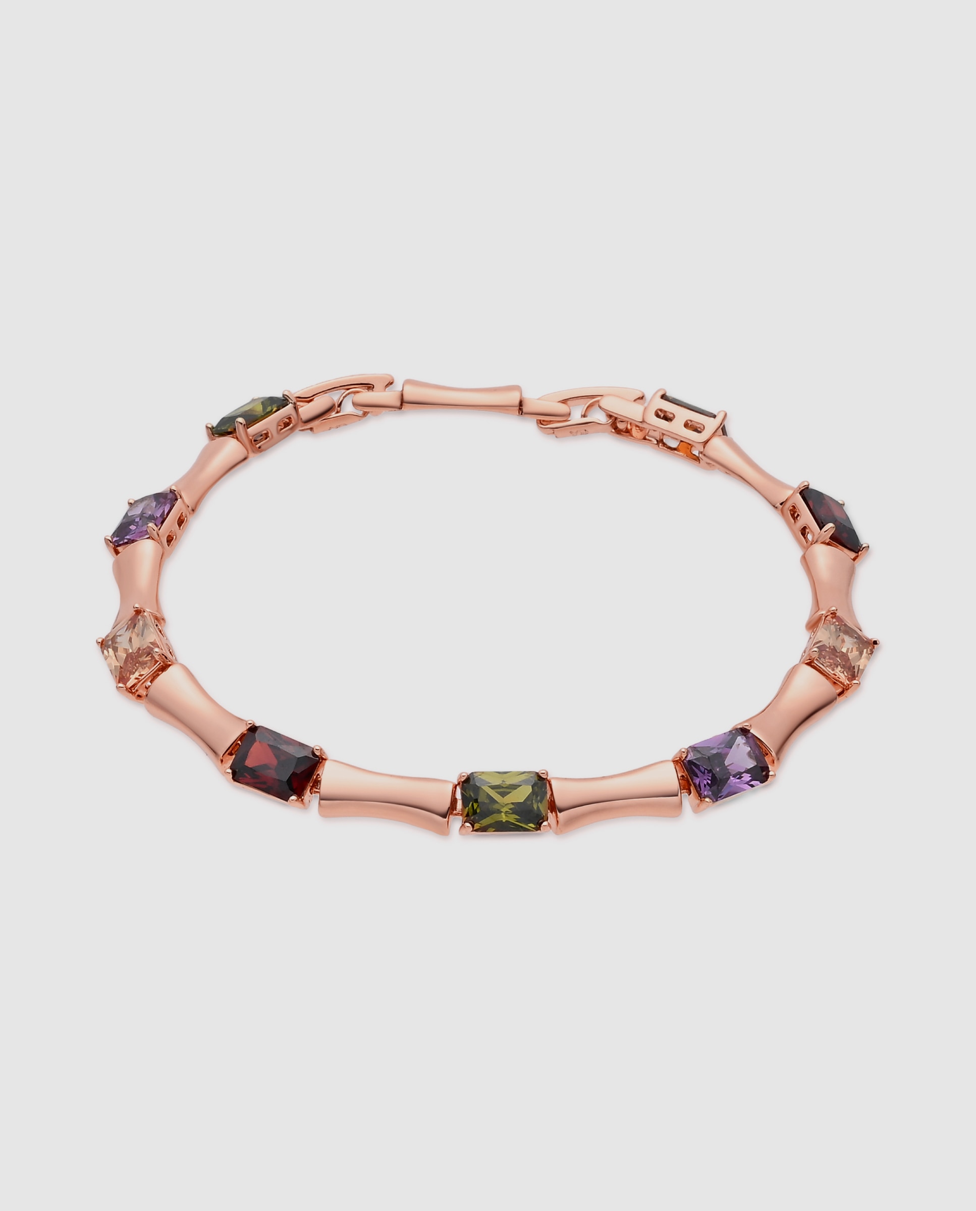 Pulseira de Corrente Special Edition Acabada em Ouro Rosa de 18k com Zirconita Multicolor-1