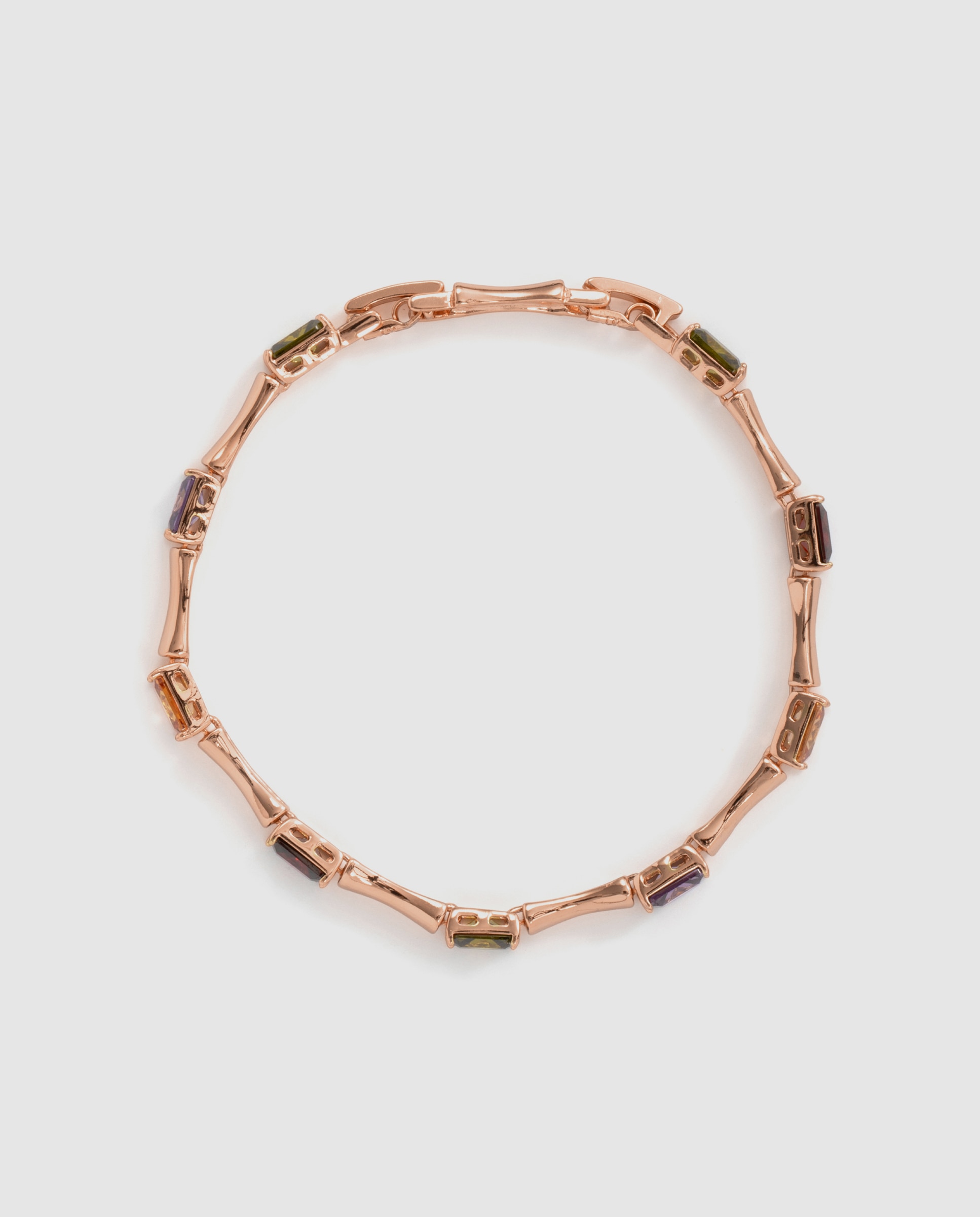 Pulseira de Corrente Special Edition Acabada em Ouro Rosa de 18k com Zirconita Multicolor-3