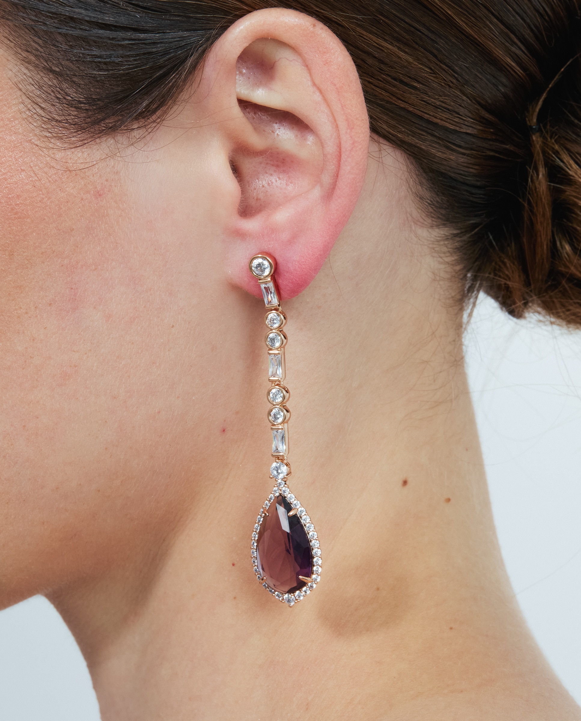 Brincos Special Edition com Acabamentos em Ouro Rosa 18k e Zircônias Ametista Roxo-4