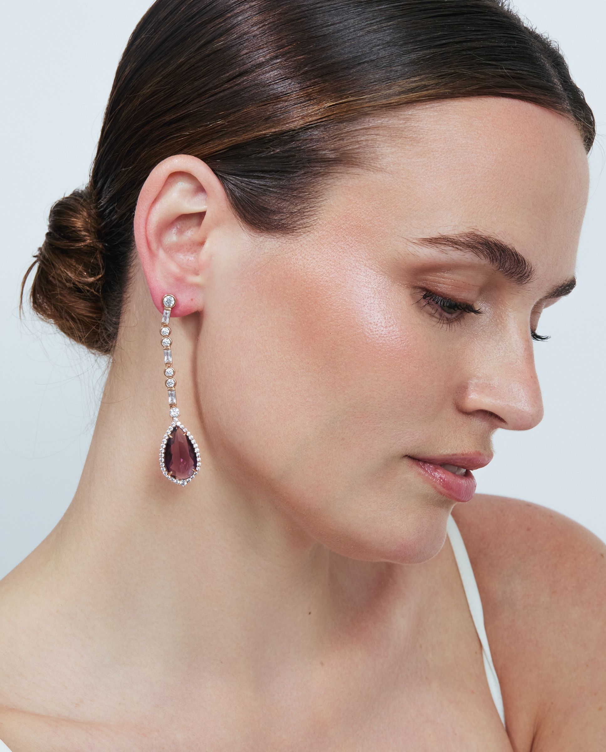 Brincos Special Edition com Acabamentos em Ouro Rosa 18k e Zircônias Ametista Roxo-5