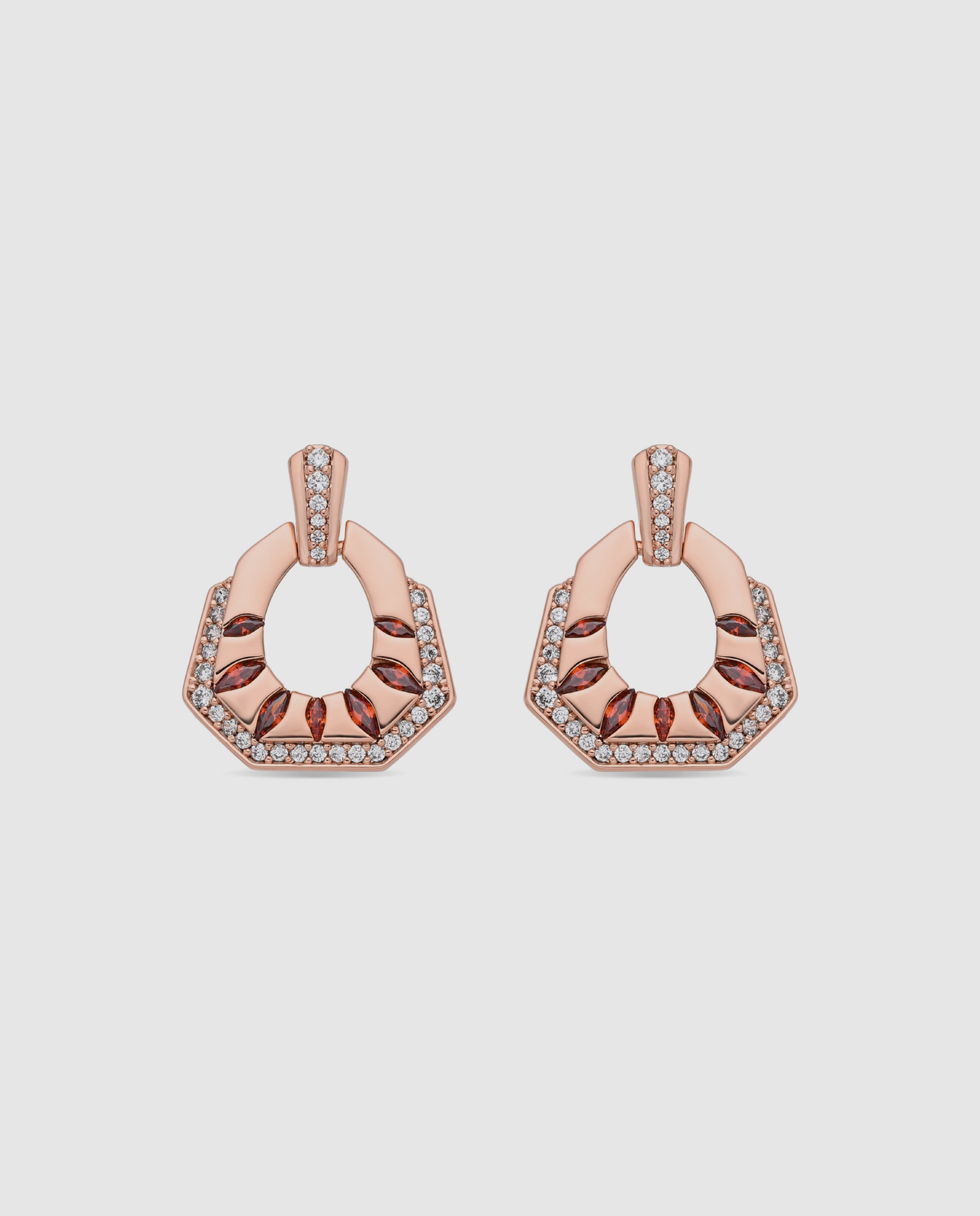 Brincos Special Edition com Acabamentos em Ouro Rosa 18k e Zircônias Rubis Vermelho-1