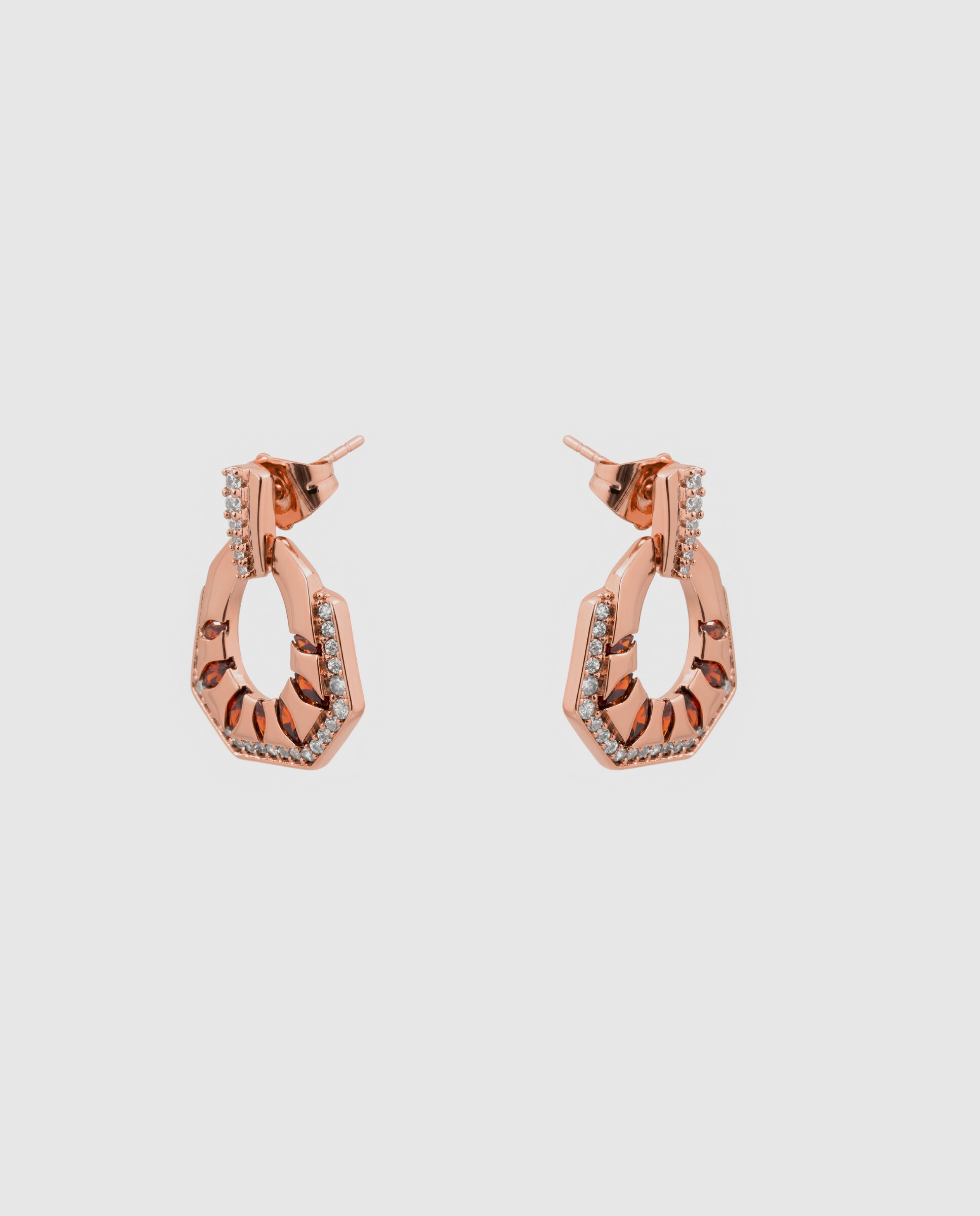 Brincos Special Edition com Acabamentos em Ouro Rosa 18k e Zircônias Rubis Vermelho-3