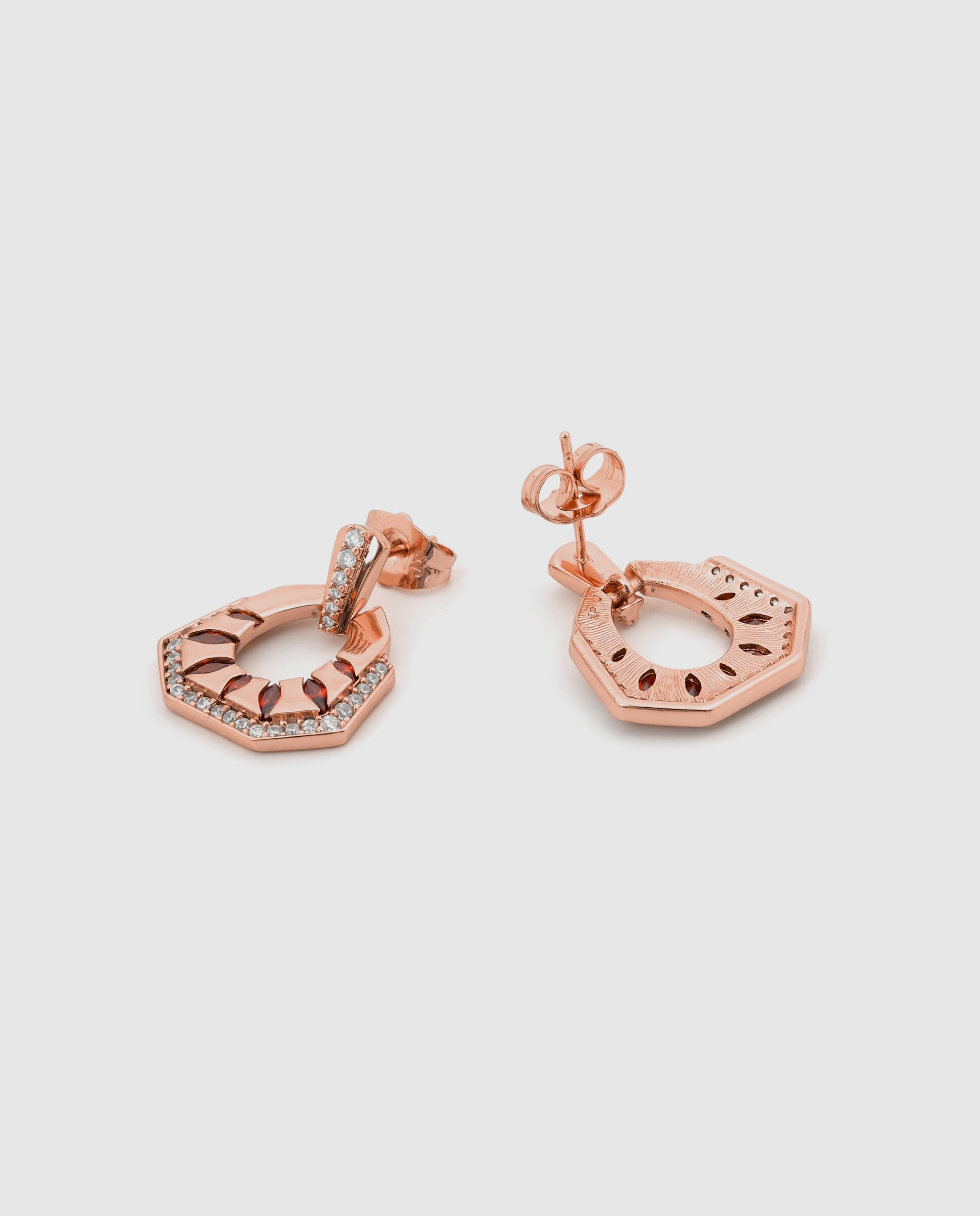 Brincos Special Edition com Acabamentos em Ouro Rosa 18k e Zircônias Rubis Vermelho-6