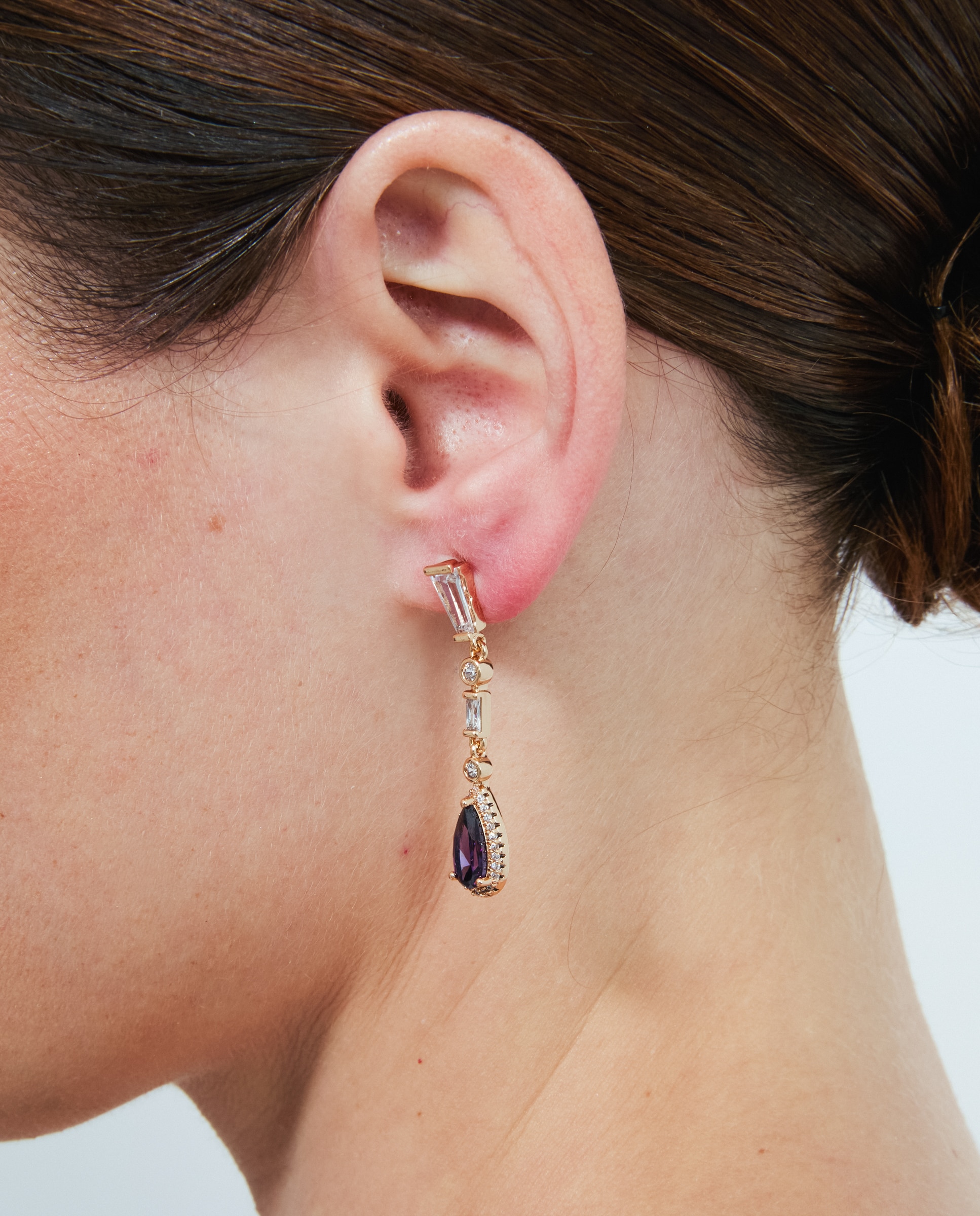 Brincos Special Edition com Acabamentos em Ouro Rosa 18k e Zircônias Ametista Roxo-4