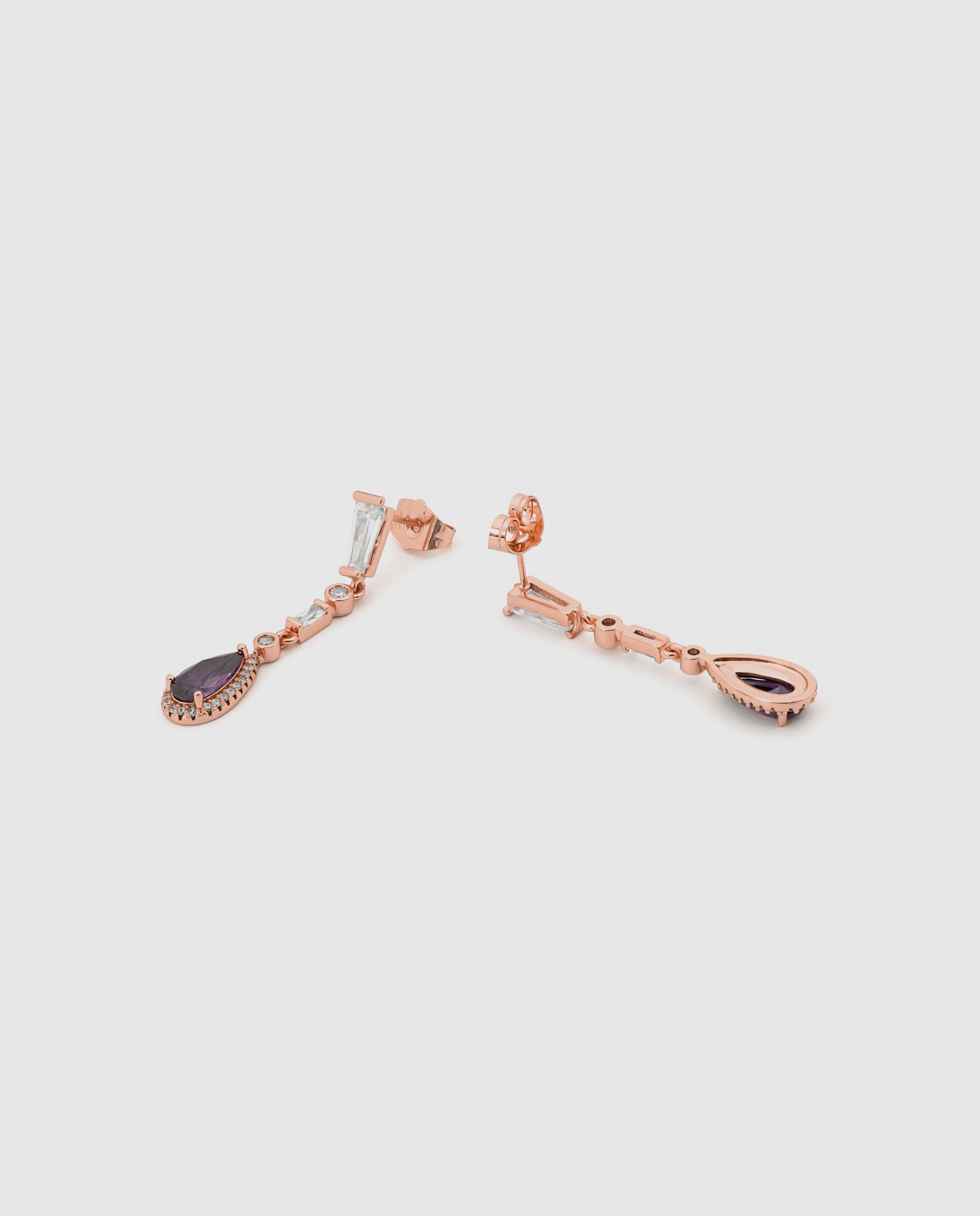 Brincos Special Edition com Acabamentos em Ouro Rosa 18k e Zircônias Ametista Roxo-6