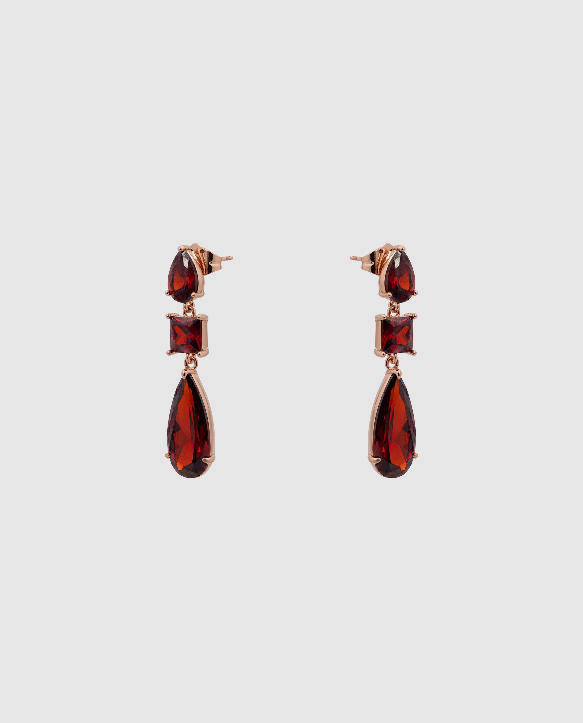 Brincos Special Edition com Acabamentos em Ouro Rosa de 18k e Zirconita Rubi Vermelho-3