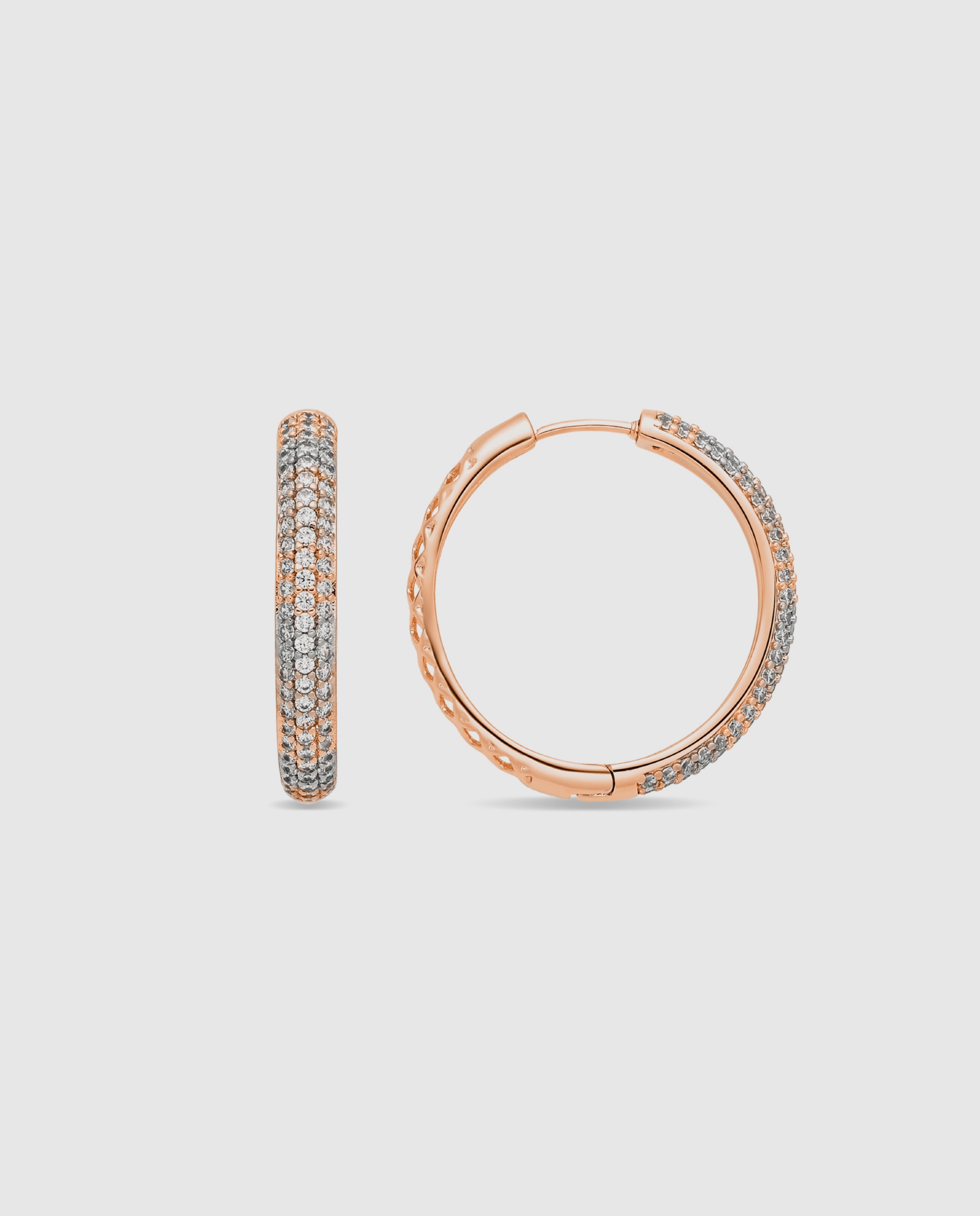 Brincos de Argola Special Edition com Acabamentos em Ouro Rosa de 18k e Zirconita Brilhante Rosa-1