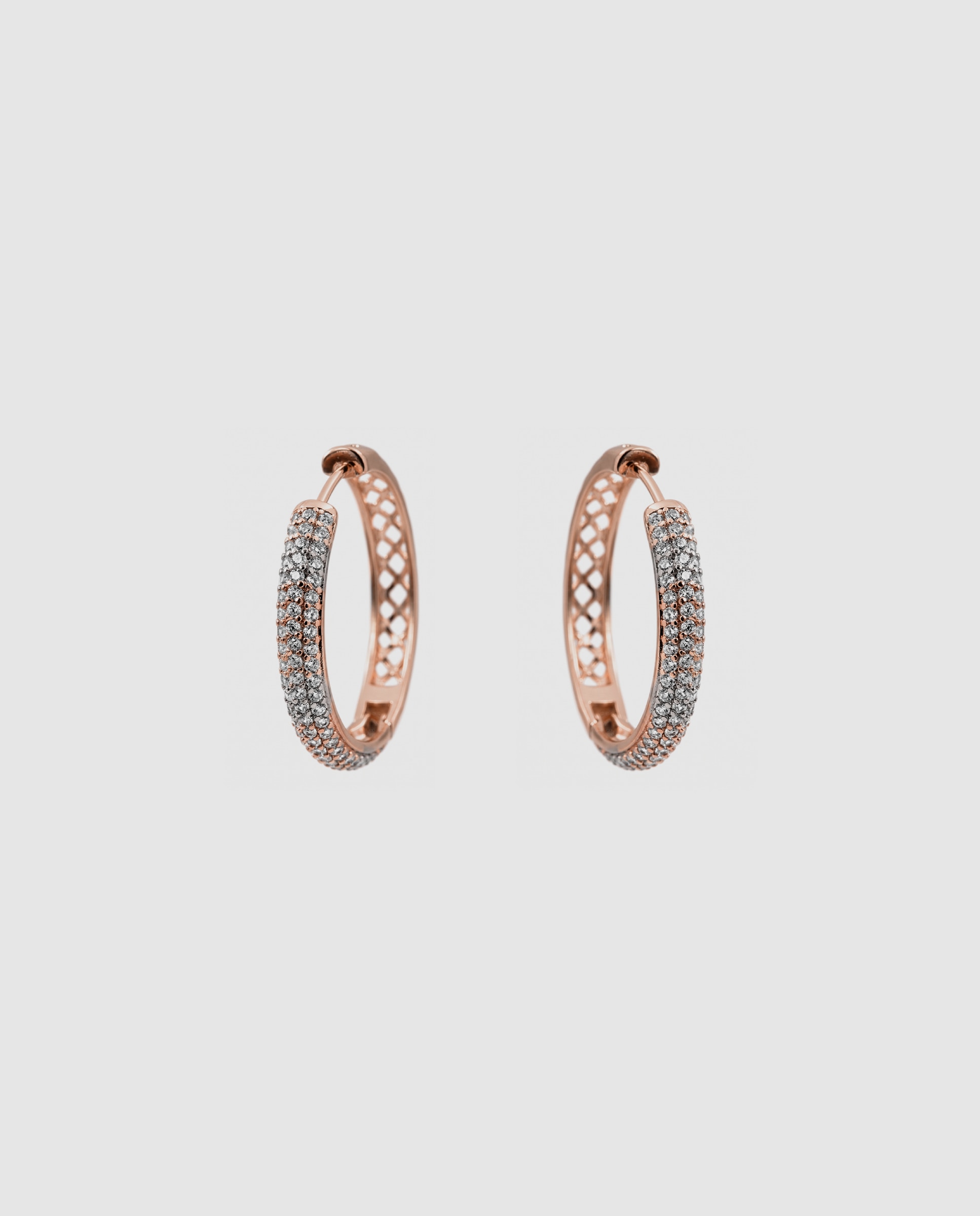 Brincos de Argola Special Edition com Acabamentos em Ouro Rosa de 18k e Zirconita Brilhante Rosa-3