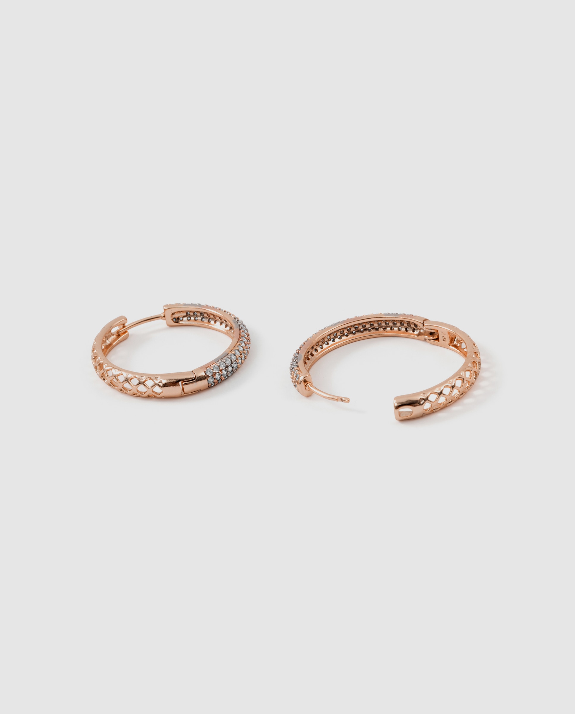 Brincos de Argola Special Edition com Acabamentos em Ouro Rosa de 18k e Zirconita Brilhante Rosa-6