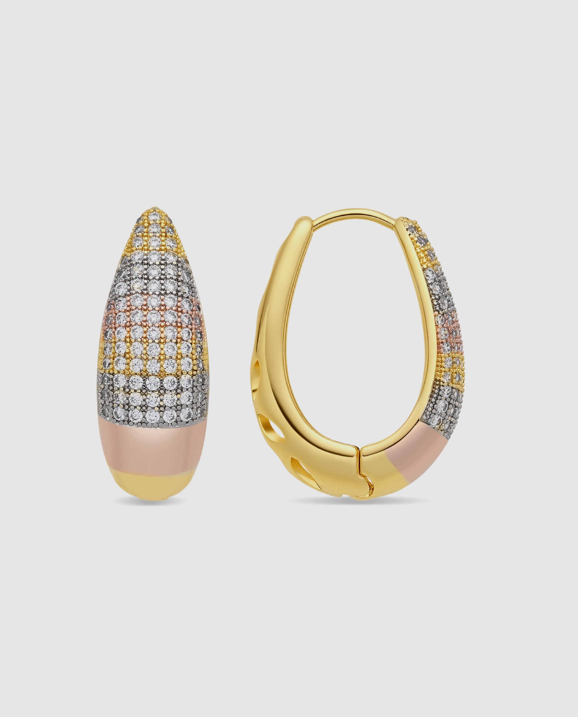 Brincos de Aro Special Edition com Acabamentos em Ouro Rosa 18k e Zirconita Brilhante Multicolor-1