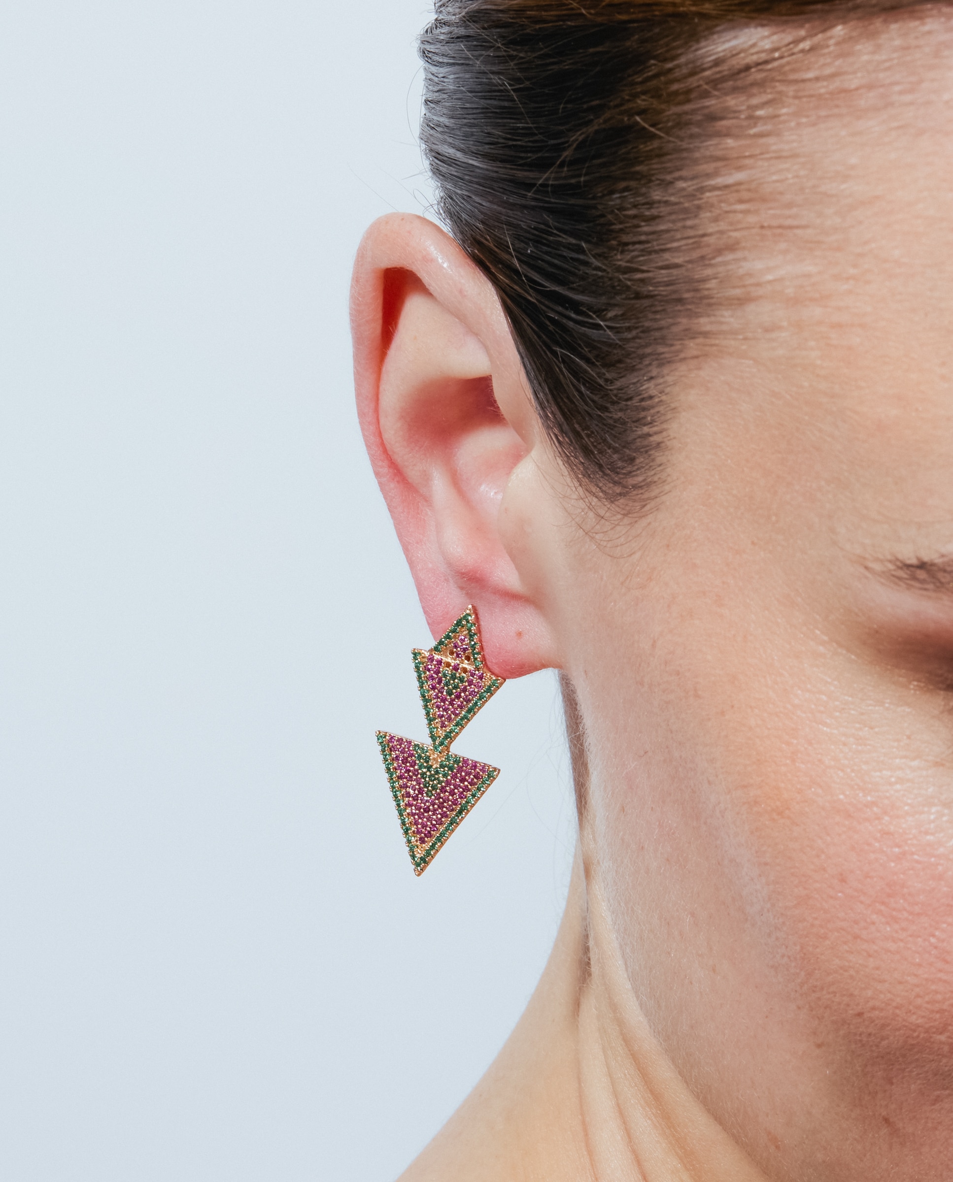 Brincos Special Edition com Acabamentos em Ouro Rosa de 18k e Zirconita Vermelho-4