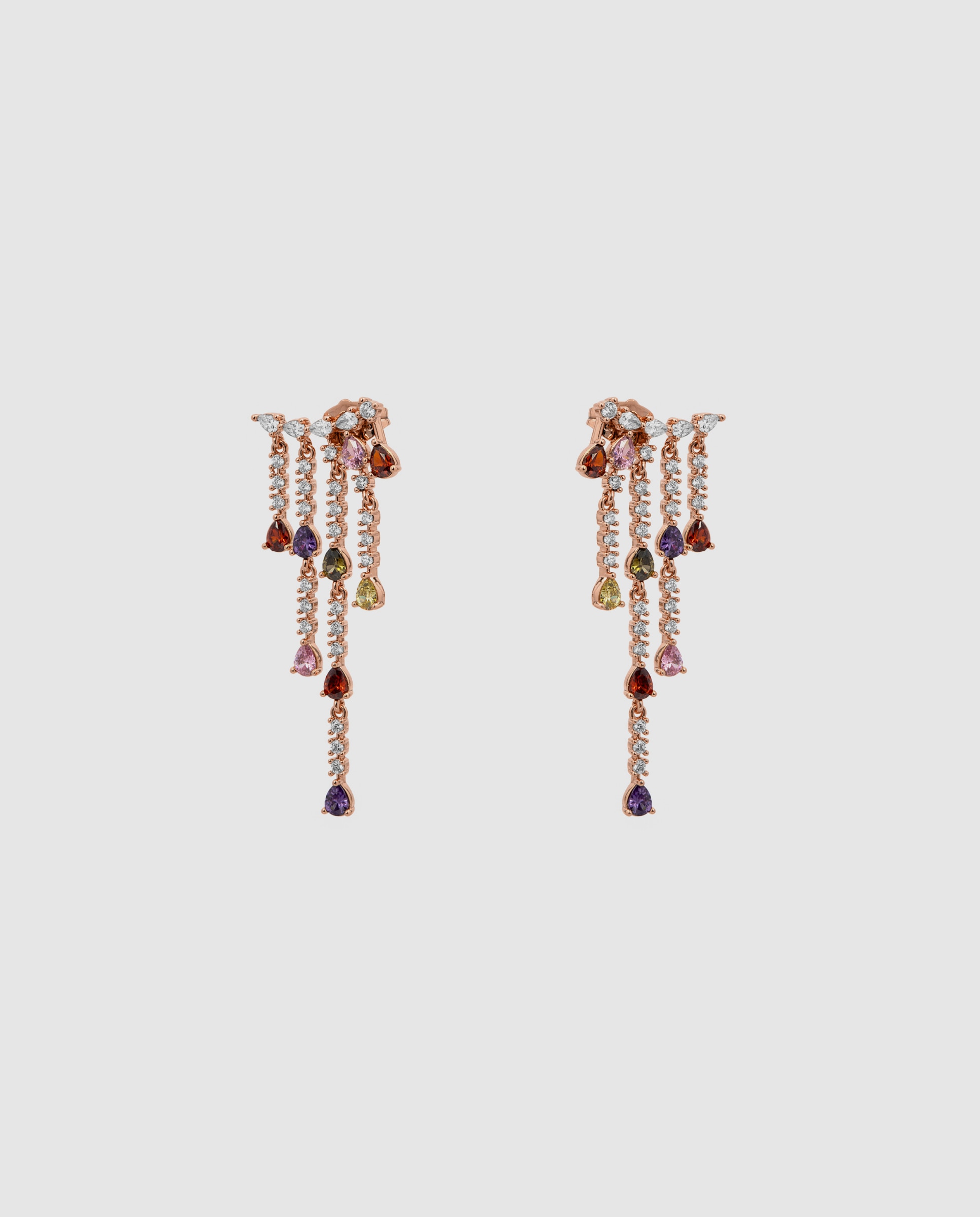 Brincos Special Edition com Acabamentos em Ouro Rosa de 18k e Zirconita Multicolor-3