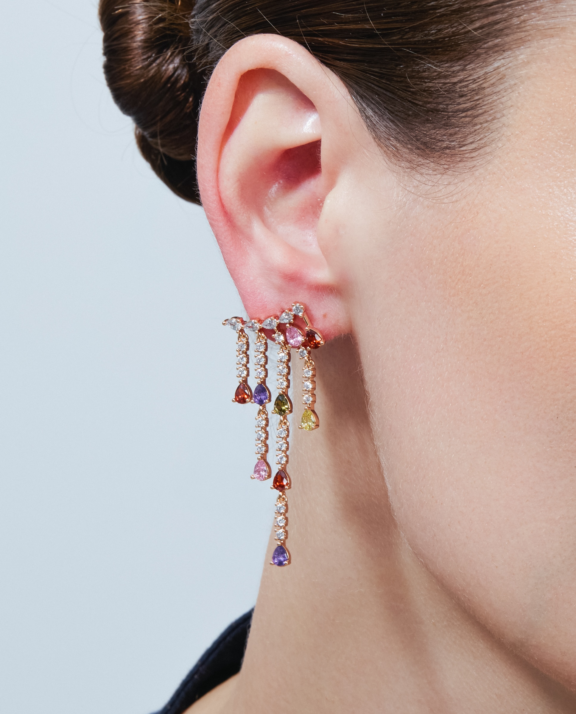 Brincos Special Edition com Acabamentos em Ouro Rosa de 18k e Zirconita Multicolor-4