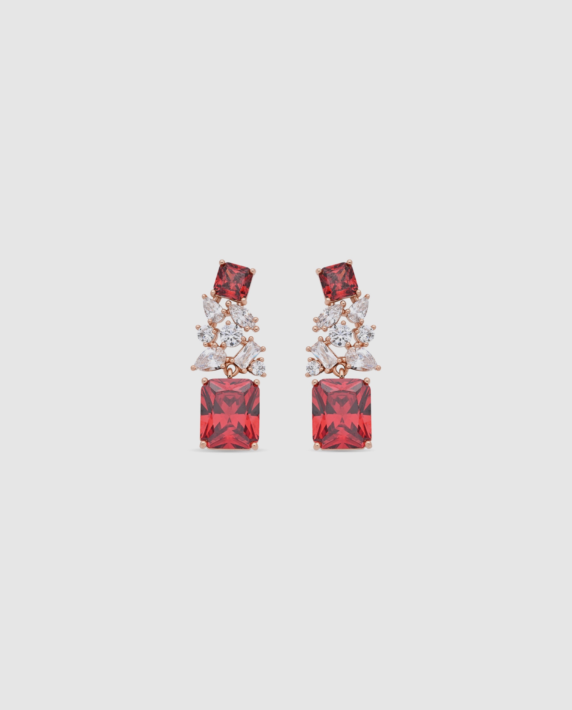 Brincos Special Edition com Acabamentos em Ouro Rosa de 18k e Zirconita Rubi Vermelho-1