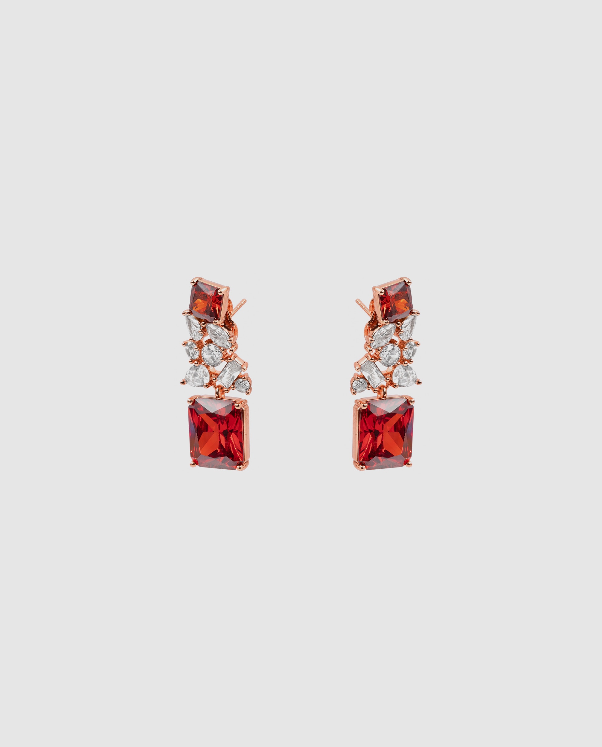 Brincos Special Edition com Acabamentos em Ouro Rosa de 18k e Zirconita Rubi Vermelho-3