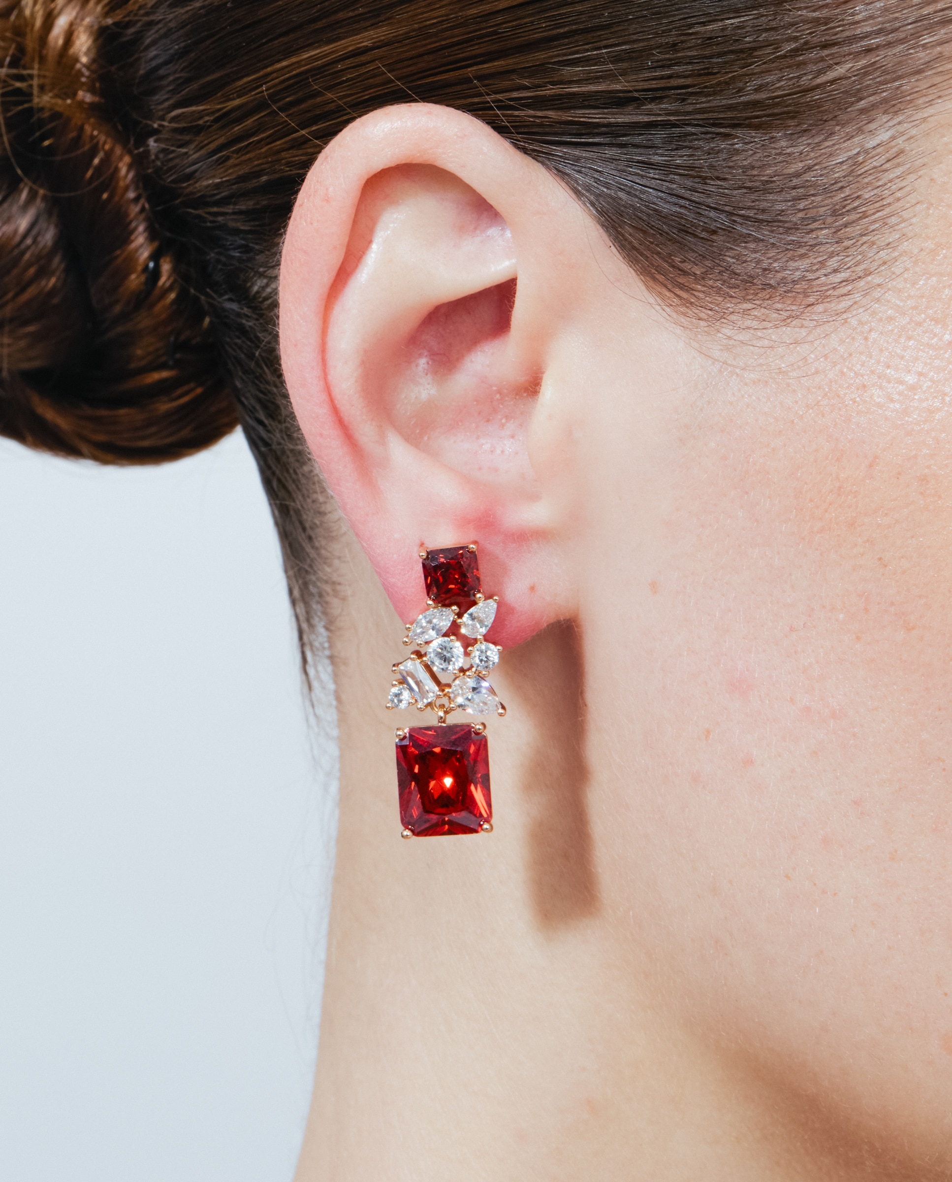 Brincos Special Edition com Acabamentos em Ouro Rosa de 18k e Zirconita Rubi Vermelho-4