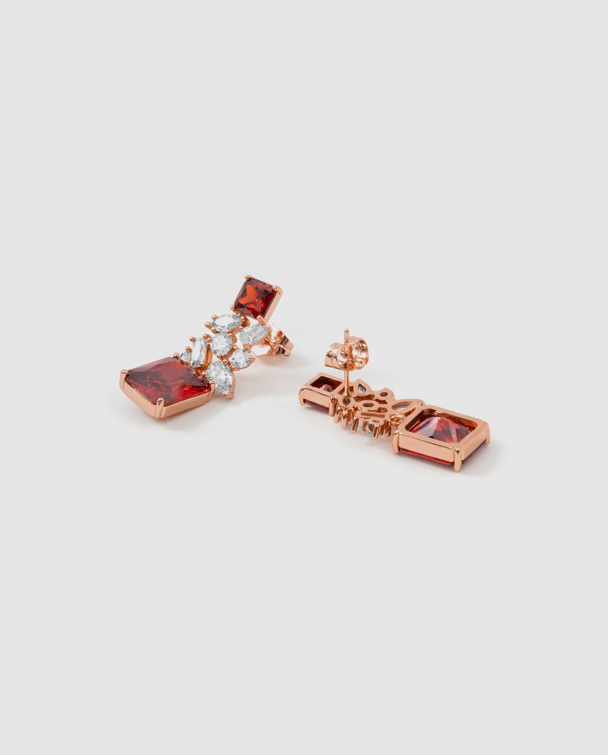 Brincos Special Edition com Acabamentos em Ouro Rosa de 18k e Zirconita Rubi Vermelho-6