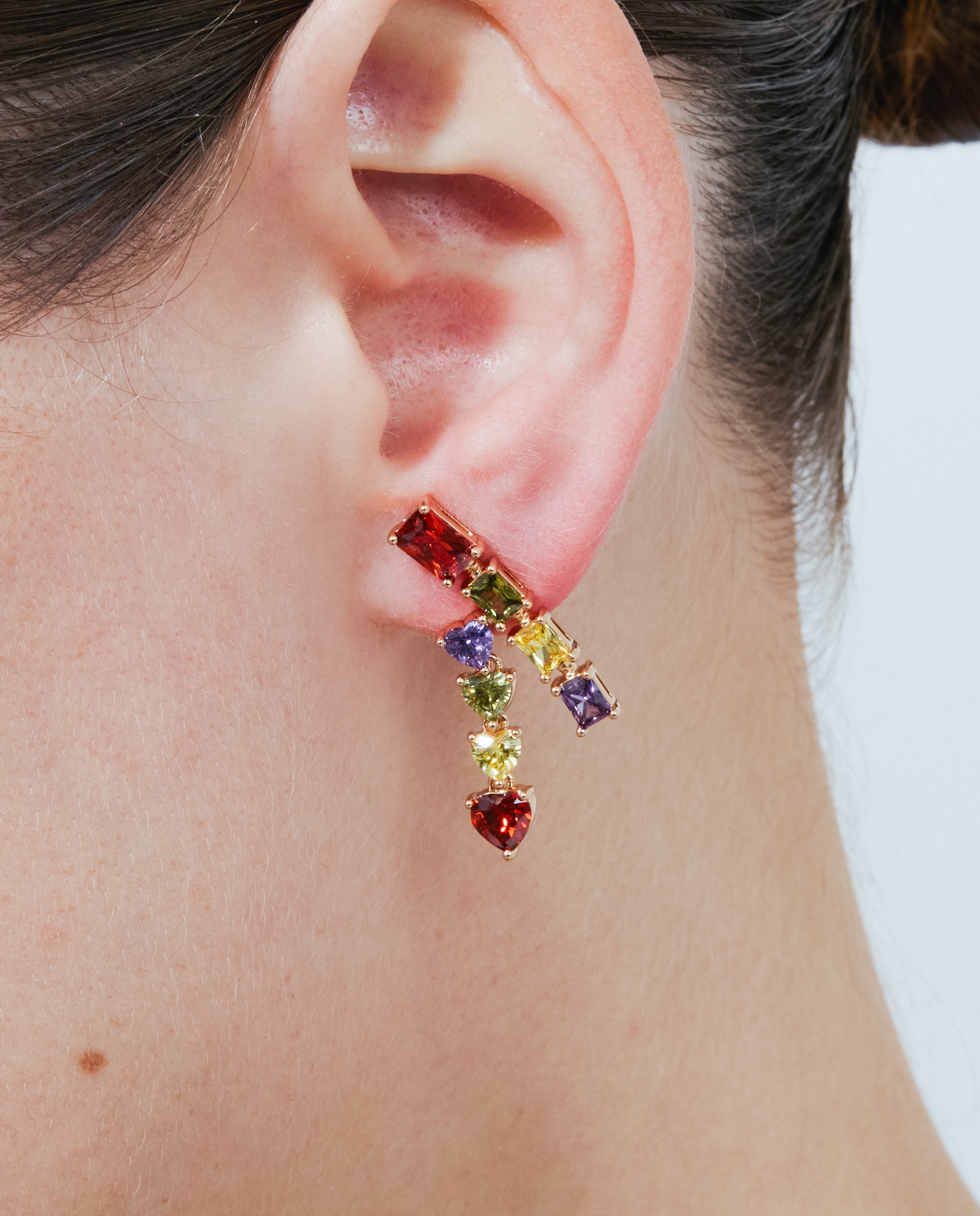 Brincos Special Edition com Acabamentos em Ouro Rosa de 18k e Zirconita Multicolor-4