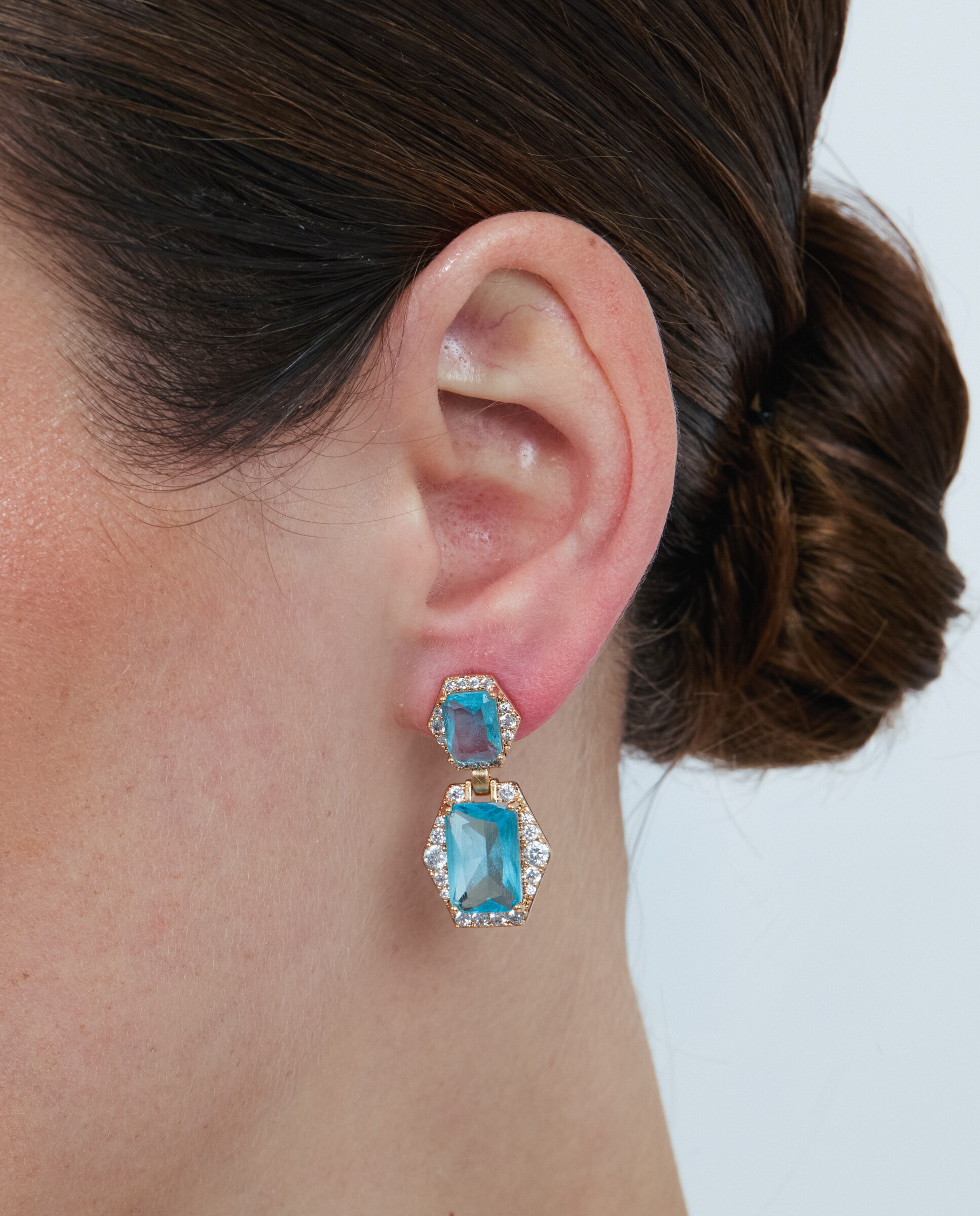 Brincos Special Edition com Acabamentos em Ouro Rosa 18k e Zirconita Água-marinha Azul-4
