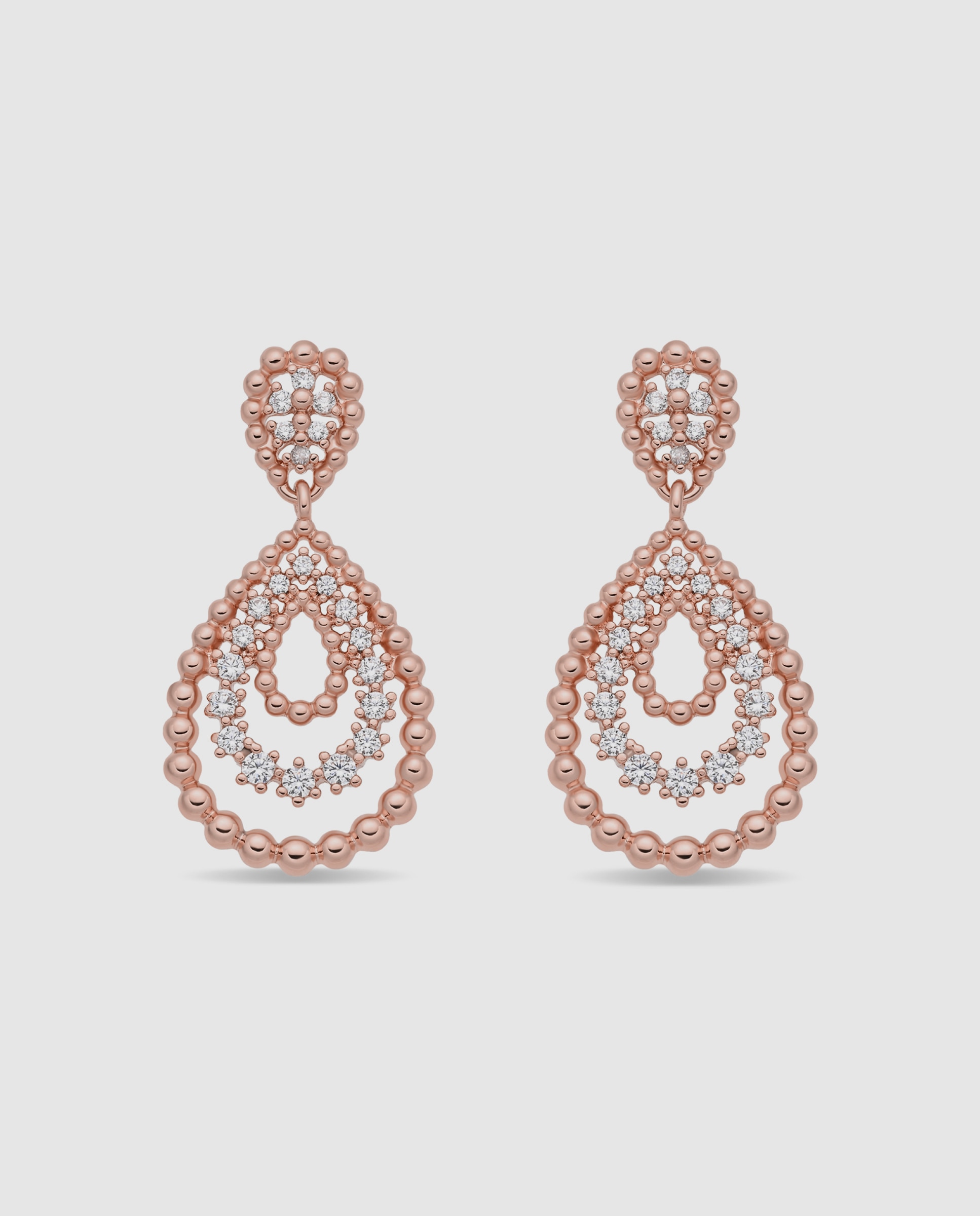 Brincos Special Edition com Acabamentos em Ouro Rosa 18k e Zirconita Brilhante Rosa-1