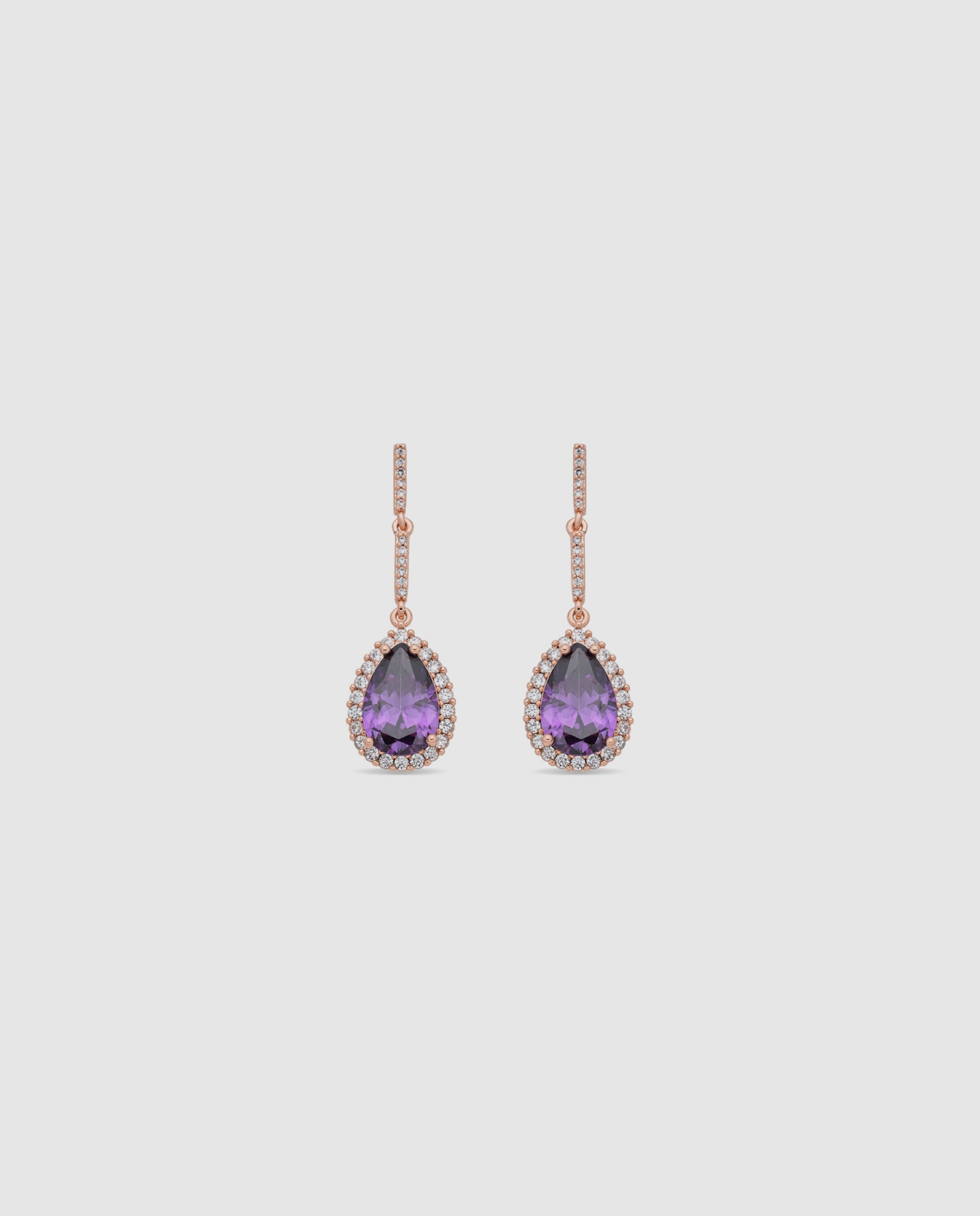 Brincos Special Edition com Acabamentos em Ouro Rosa 18k e Zircônias Ametista Roxo-1