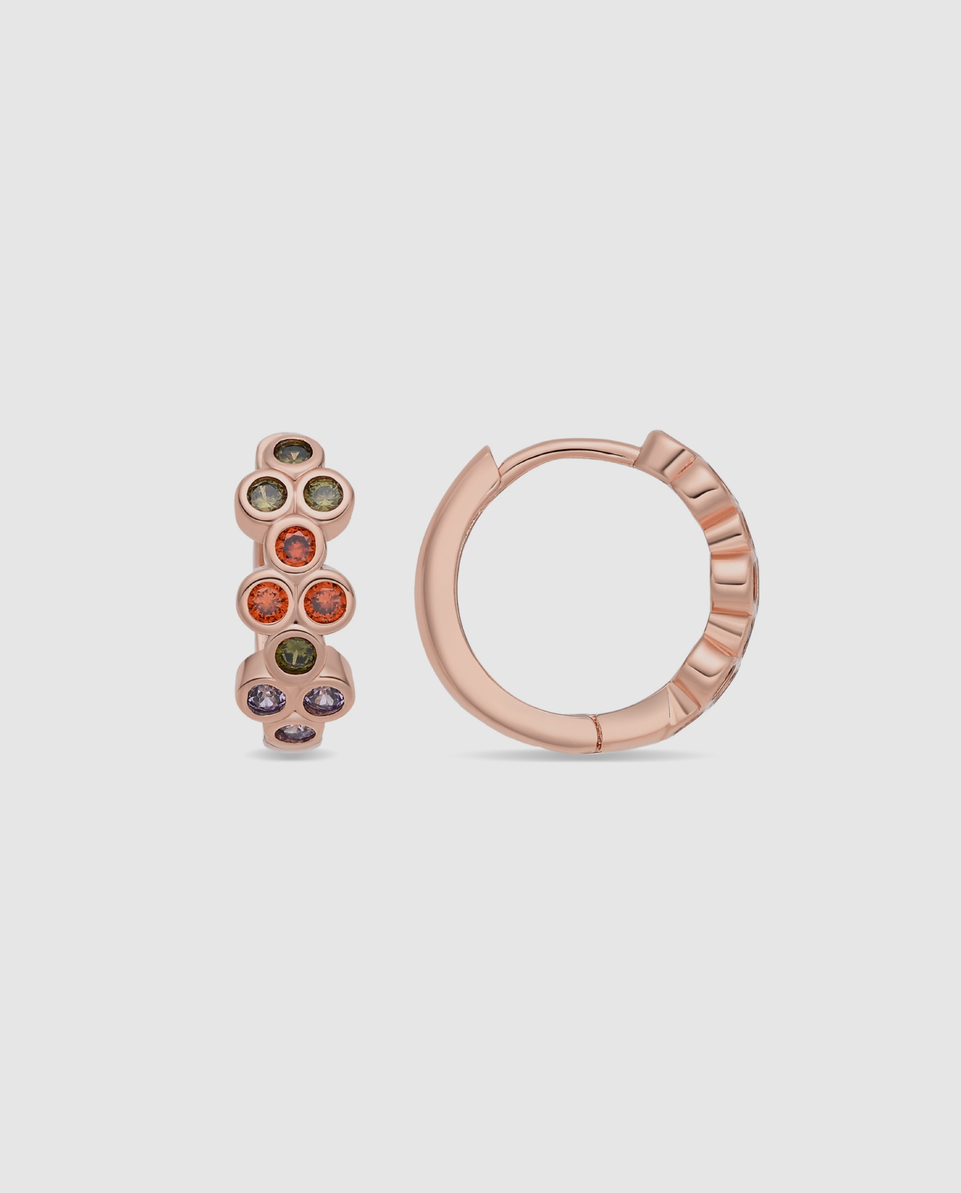 Brincos de Aro Special Edition com Acabamentos em Ouro Rosa de 18k e Zirconita Multicolor-1