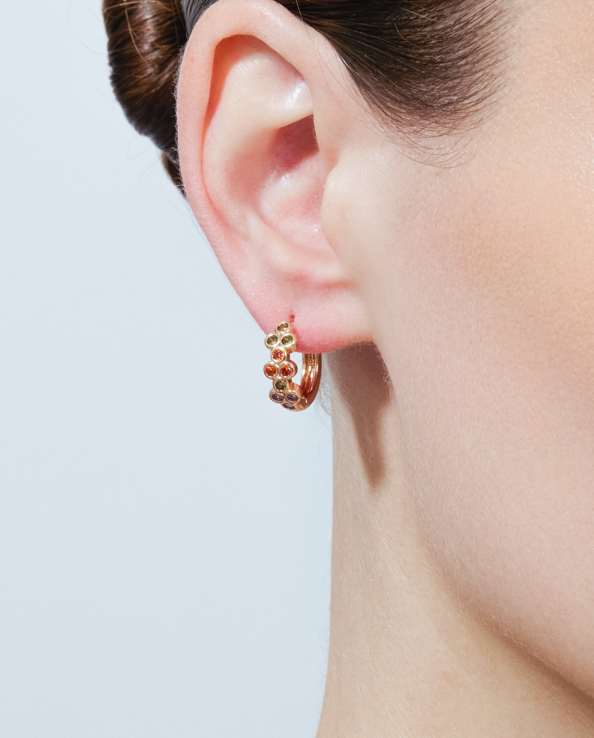 Brincos de Aro Special Edition com Acabamentos em Ouro Rosa de 18k e Zirconita Multicolor-4