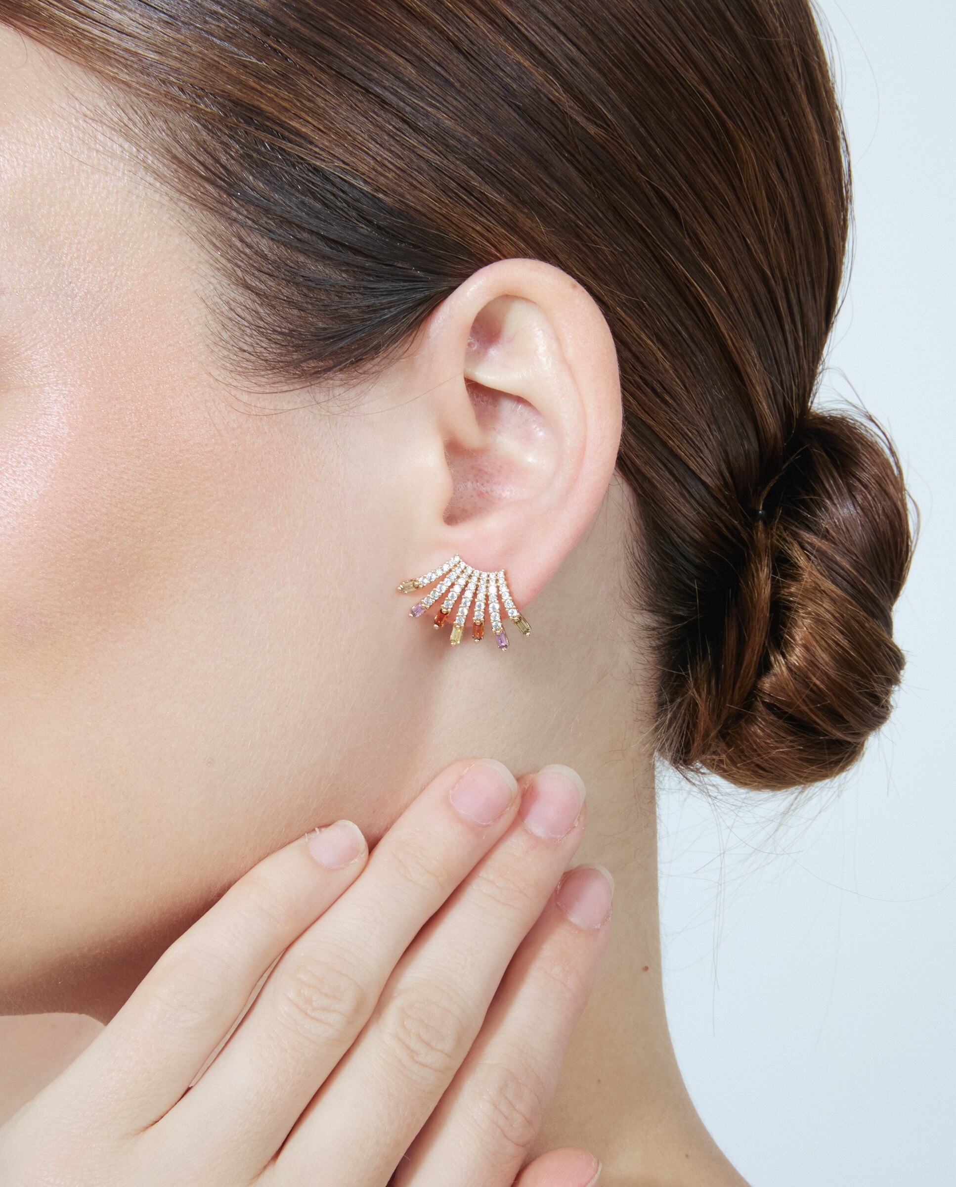 Brincos Special Edition com Acabados em Ouro Rosa 18k e Zirconita Multicolor-4