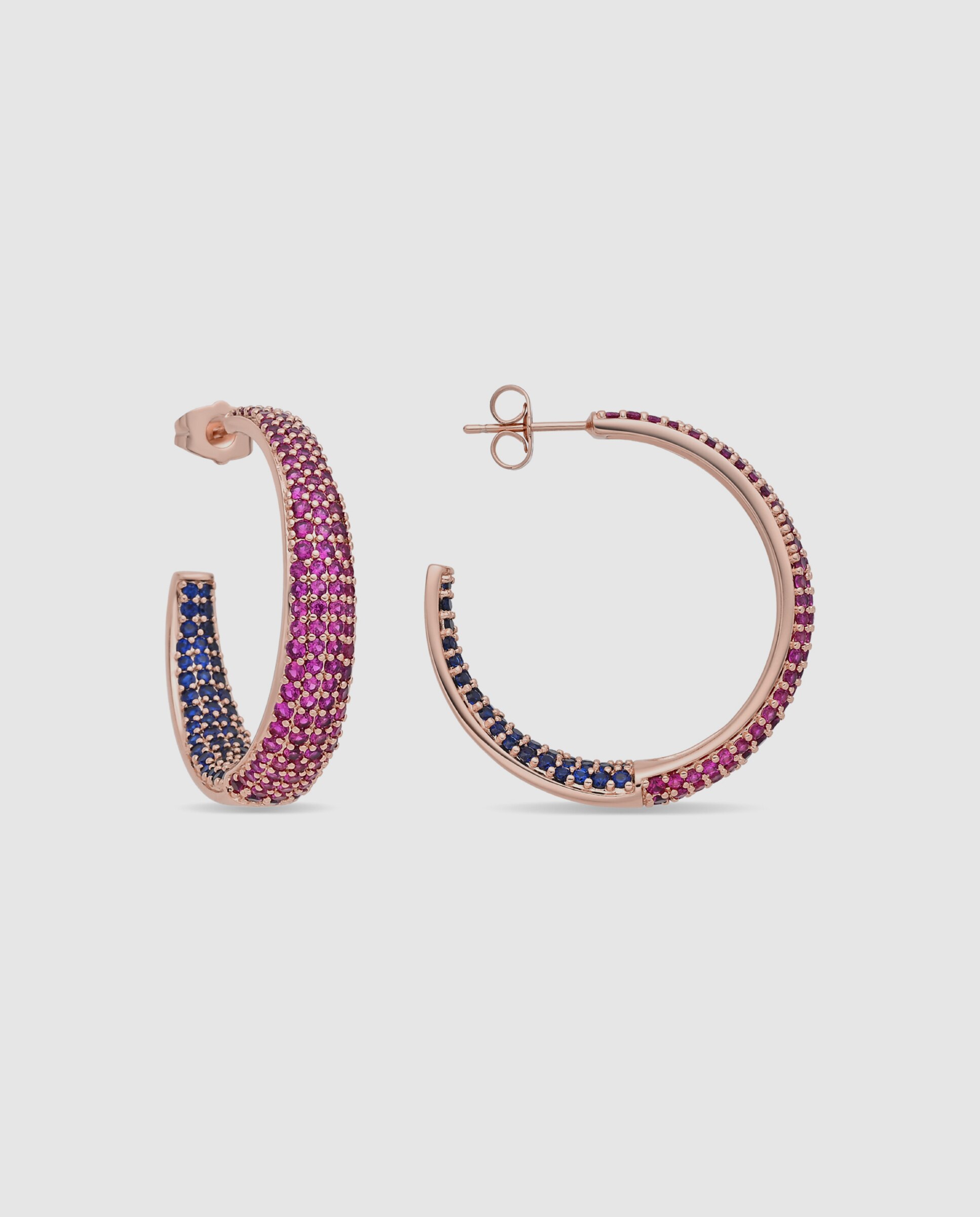 Imagem 0 de Brincos de Aro Special Edition com Acabamento em Ouro Rosa 18k e Zirconita Multicolor