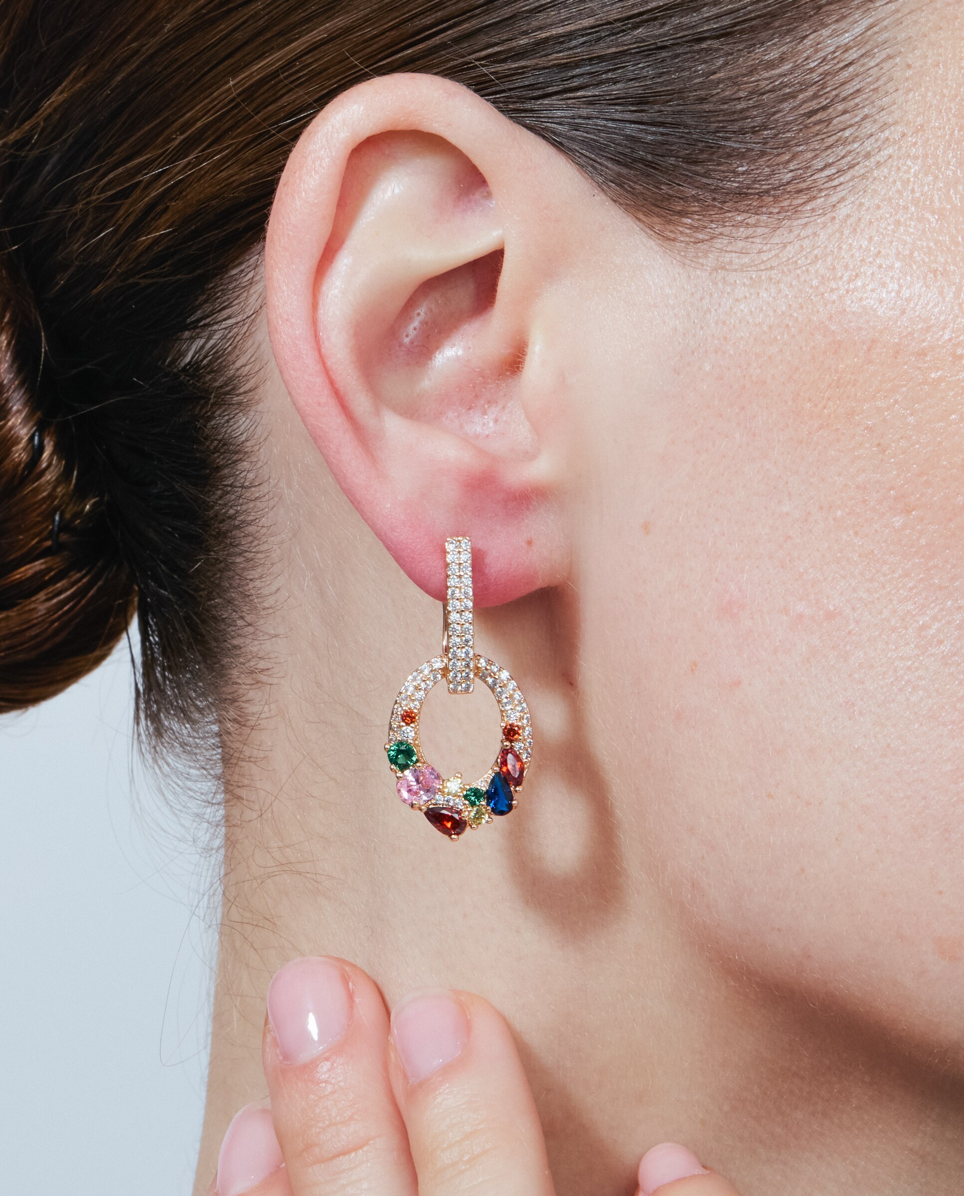 Brincos Special Edition com Acabamentos em Ouro Rosa de 18k e Zirconita Multicolor-4