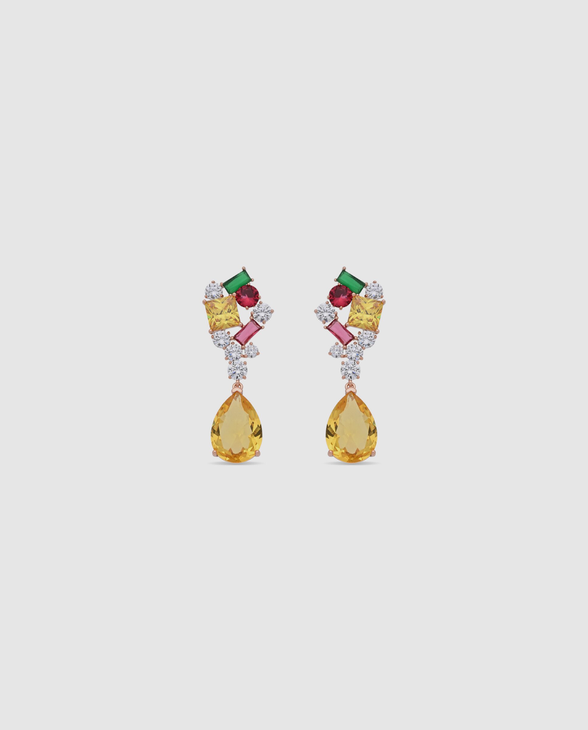 Brincos Special Edition com Acabamentos em Ouro Rosa de 18k e Zirconita Multicolor-1