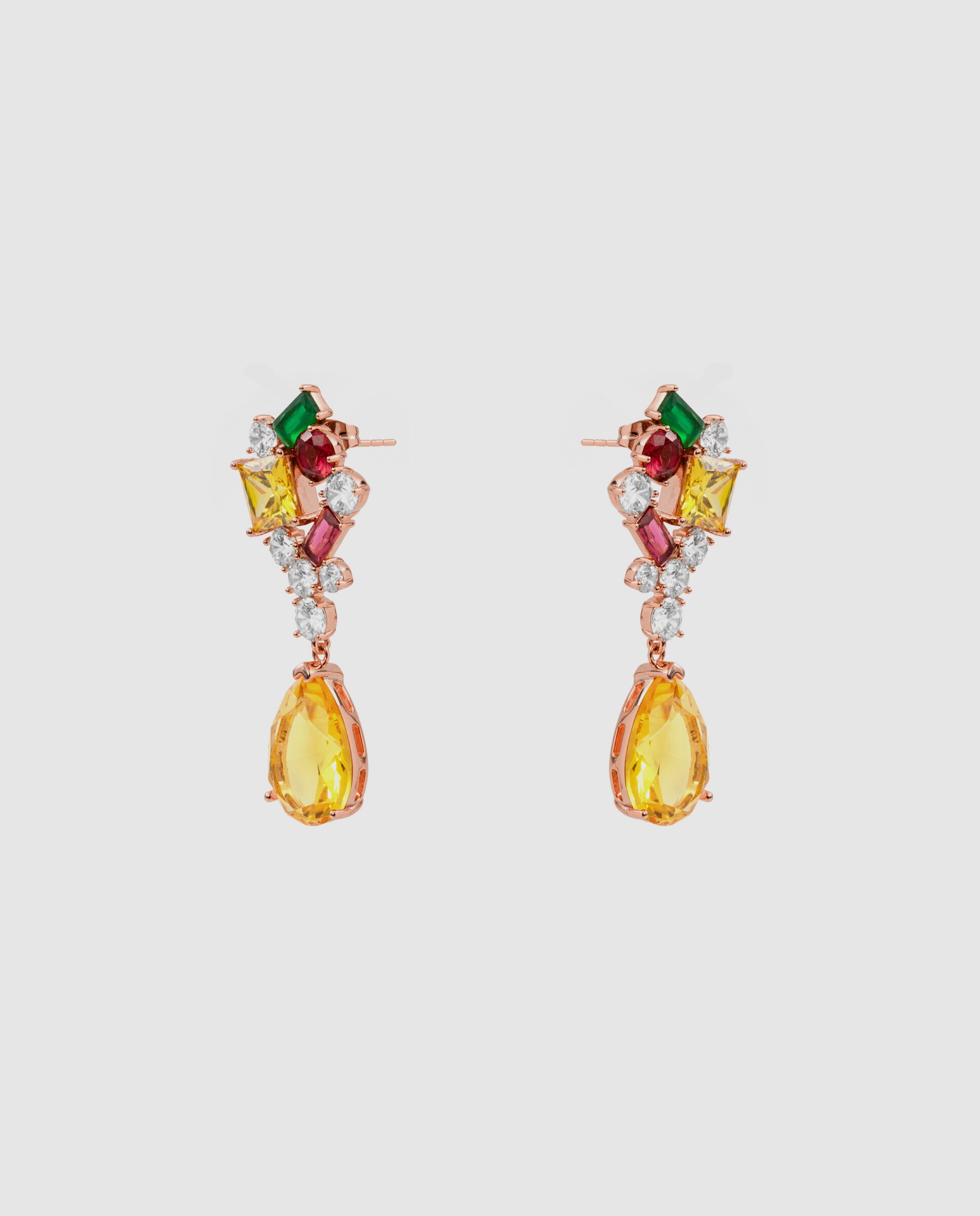Brincos Special Edition com Acabamentos em Ouro Rosa de 18k e Zirconita Multicolor-3