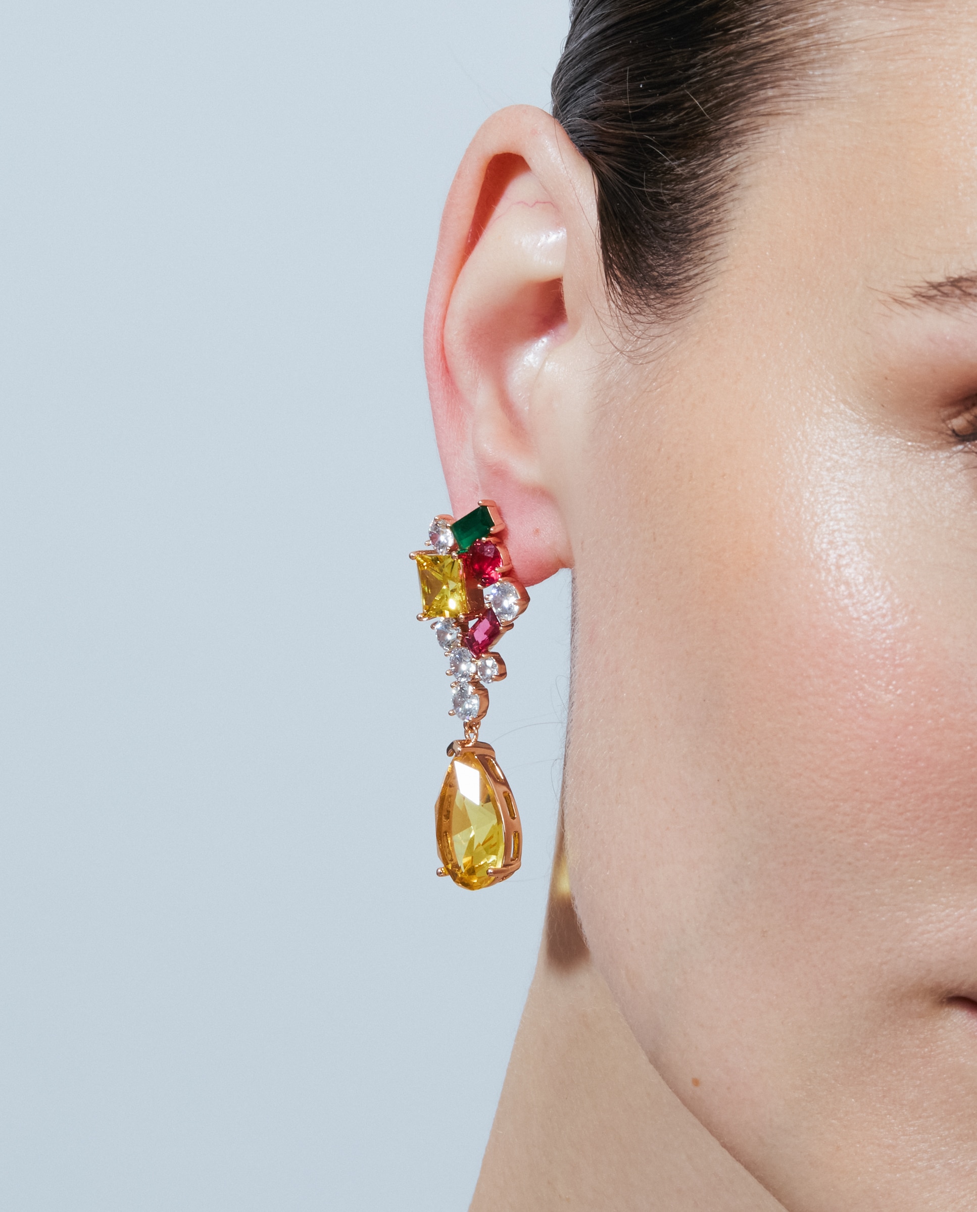 Brincos Special Edition com Acabamentos em Ouro Rosa de 18k e Zirconita Multicolor-4