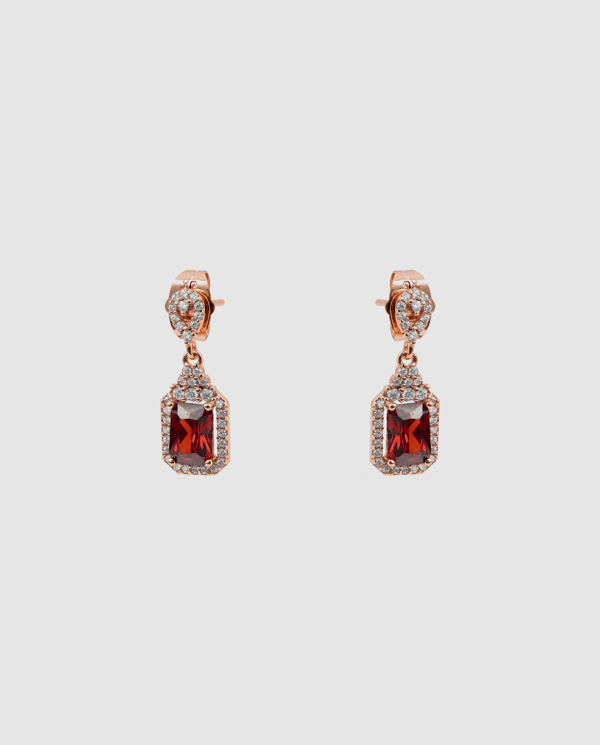 Brincos Special Edition com Acabamentos em Ouro Rosa de 18k e Zirconita Rubi Vermelho-3