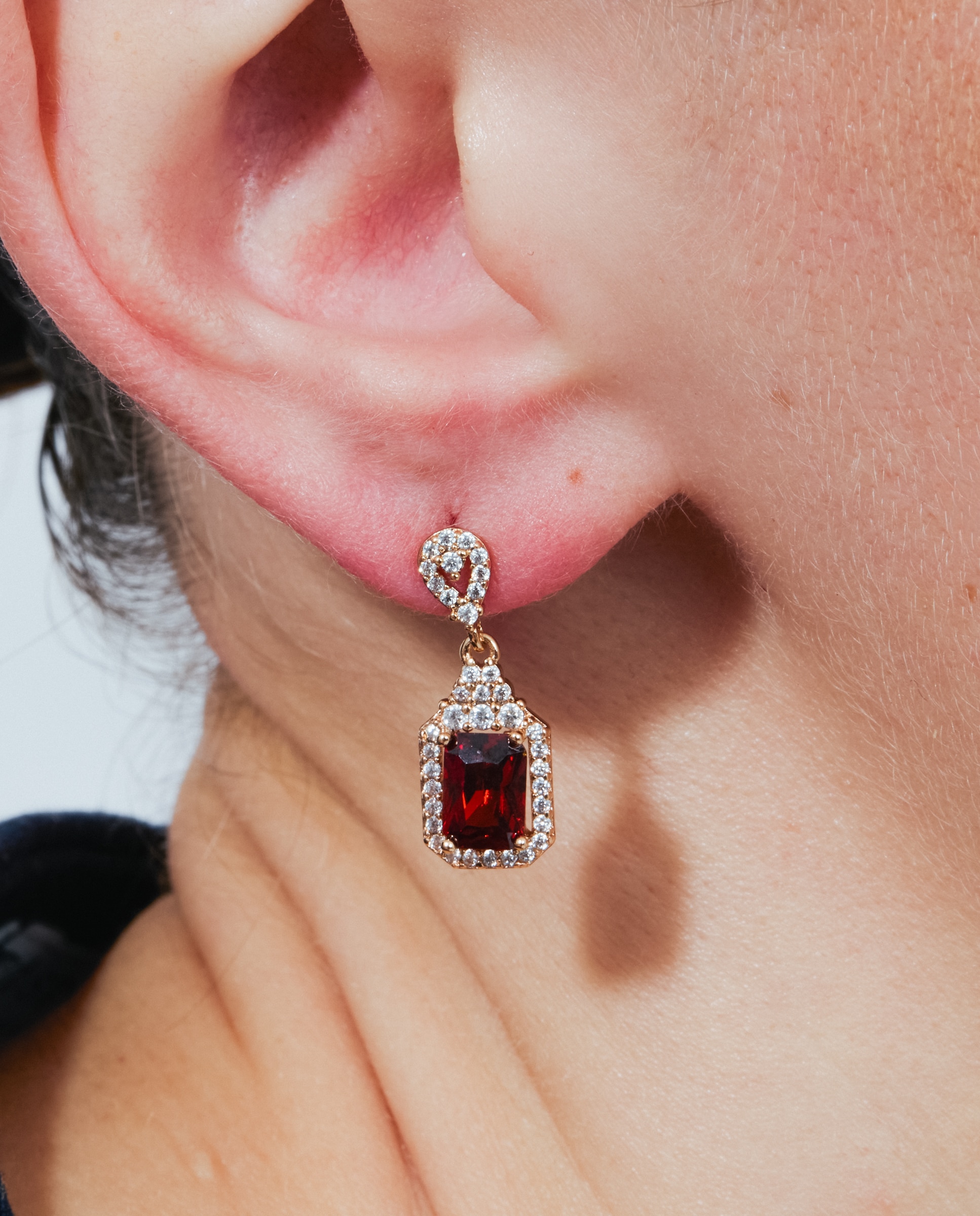 Brincos Special Edition com Acabamentos em Ouro Rosa de 18k e Zirconita Rubi Vermelho-4