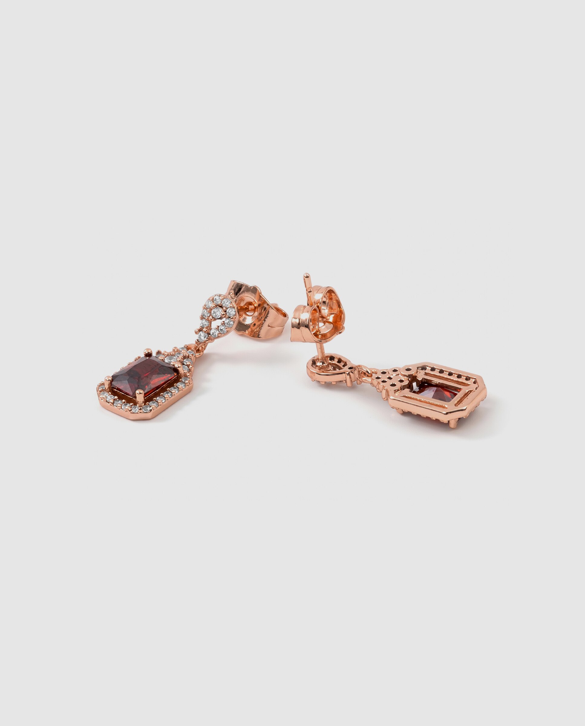 Brincos Special Edition com Acabamentos em Ouro Rosa de 18k e Zirconita Rubi Vermelho-6