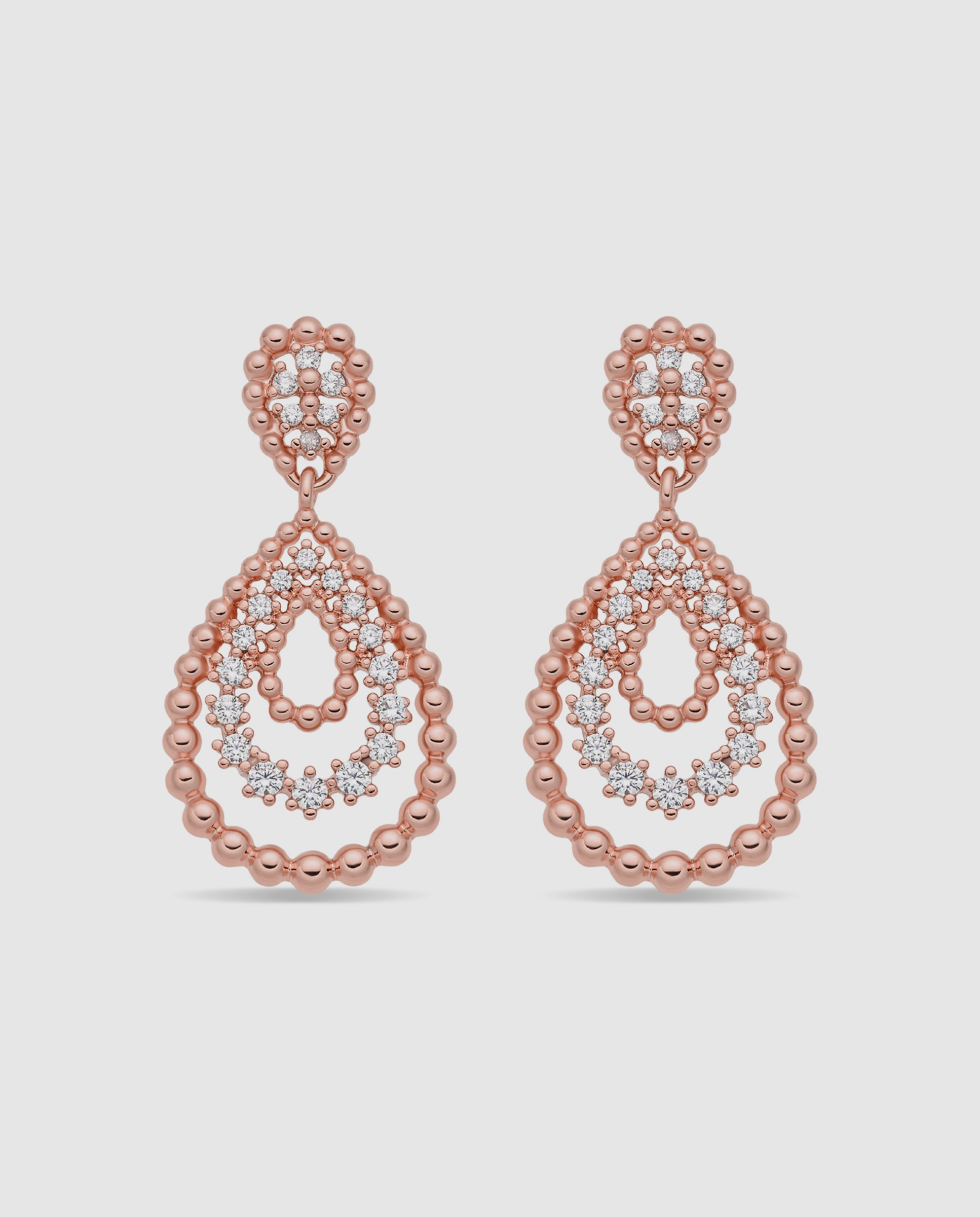 Brincos Special Edition com Acabamentos em Ouro Rosa de 18k e Zirconita Brilhante Rosa-1