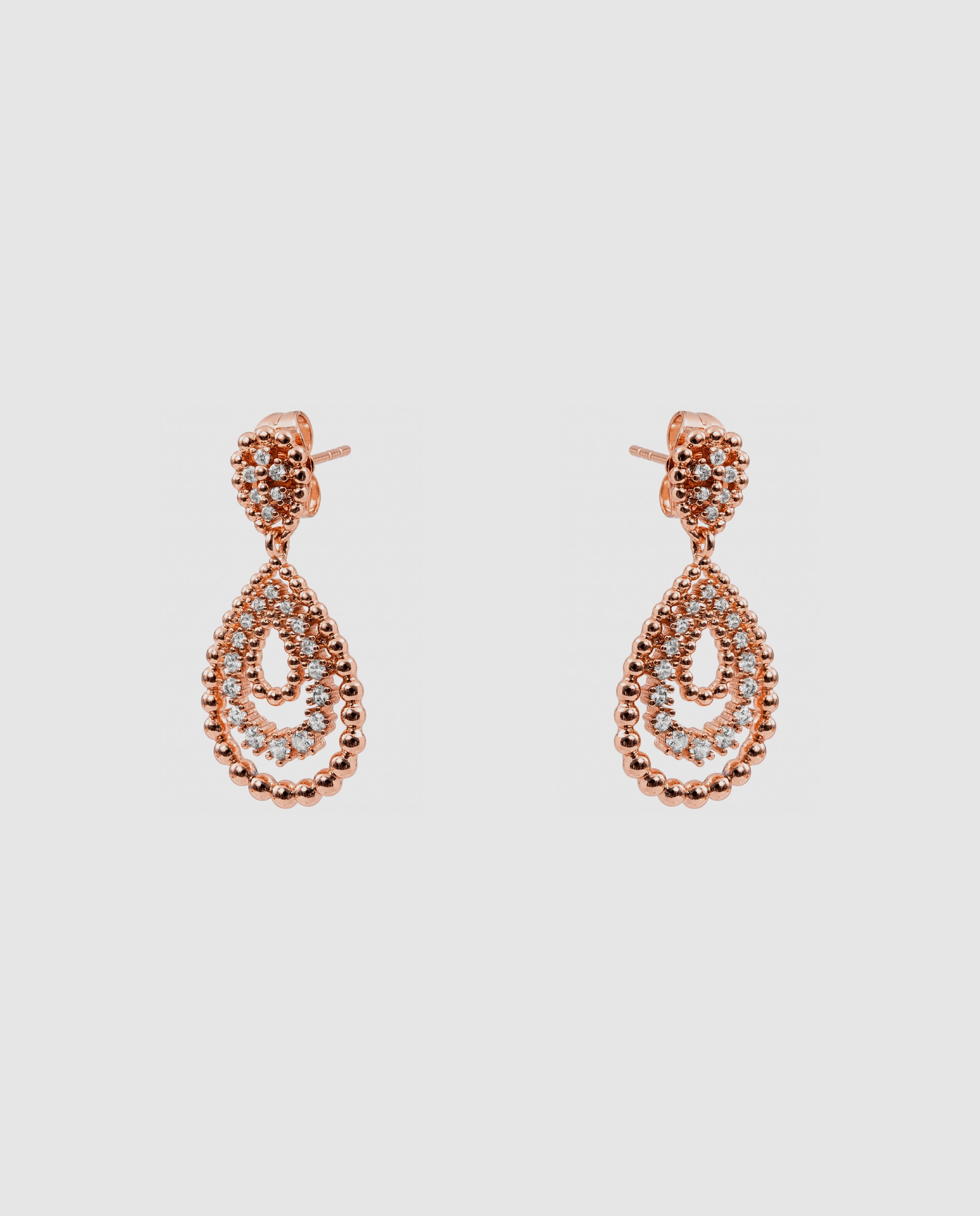Brincos Special Edition com Acabamentos em Ouro Rosa de 18k e Zirconita Brilhante Rosa-3