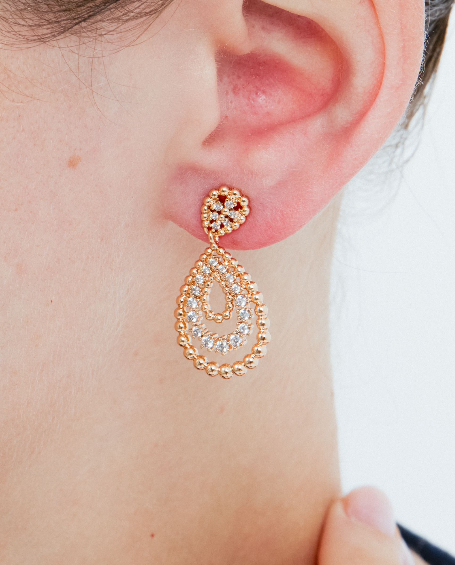 Brincos Special Edition com Acabamentos em Ouro Rosa de 18k e Zirconita Brilhante Rosa-4