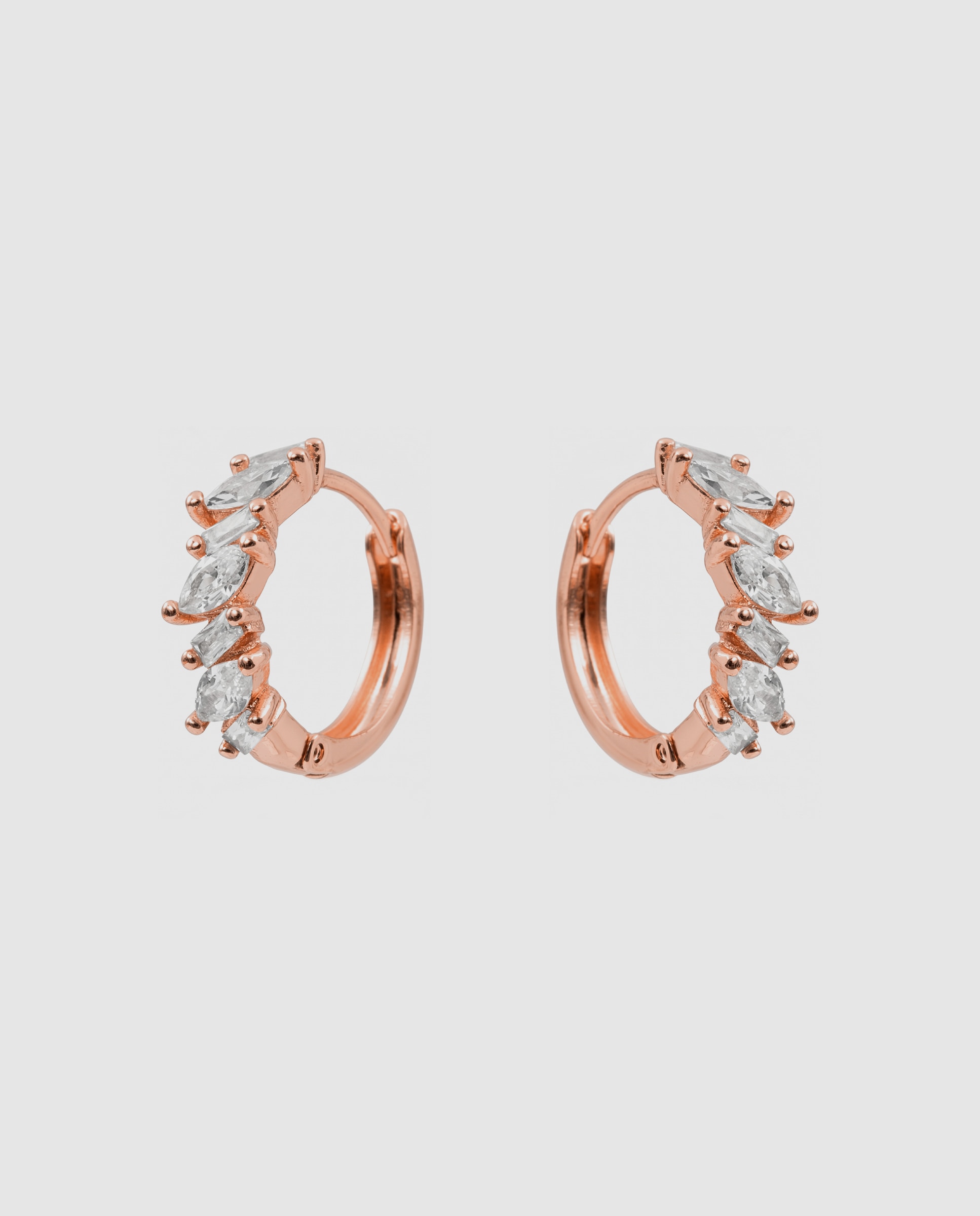 Brincos de Argola Special Edition com Acabamentos em Ouro Rosa de 18k e Zirconita Brilhante Rosa-3
