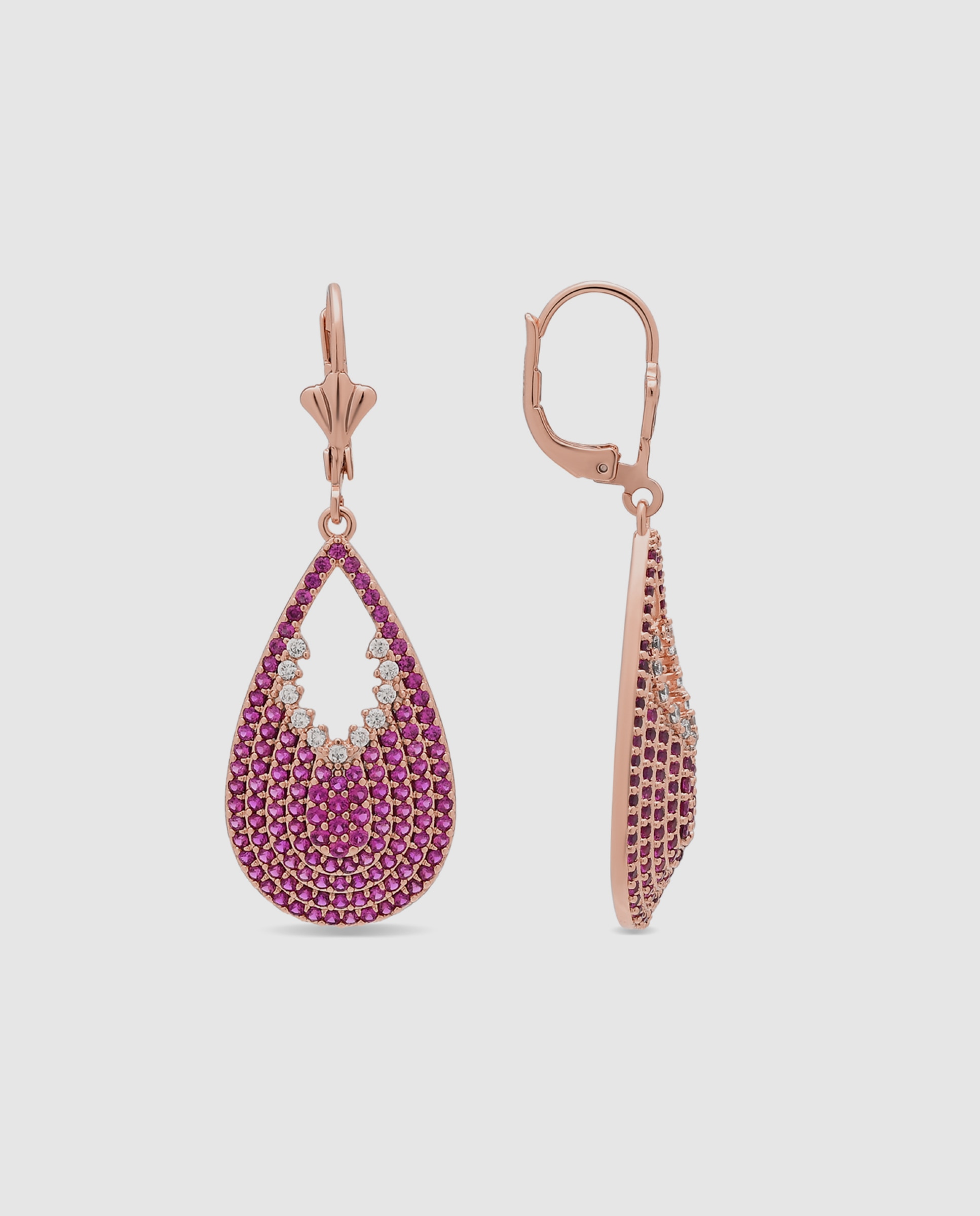 Brincos de Argola Special Edition com Acabamentos em Ouro Rosa 18k e Zirconita Rubi Vermelho-1