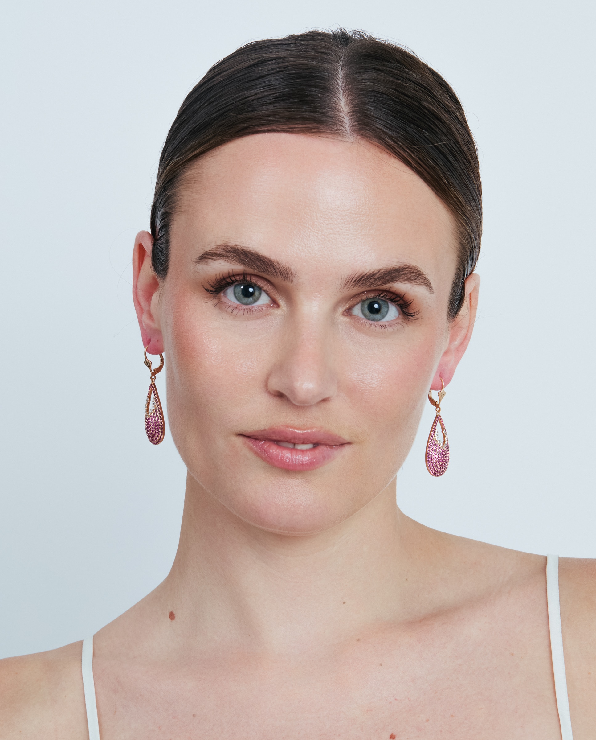 Brincos de Argola Special Edition com Acabamentos em Ouro Rosa 18k e Zirconita Rubi Vermelho-2