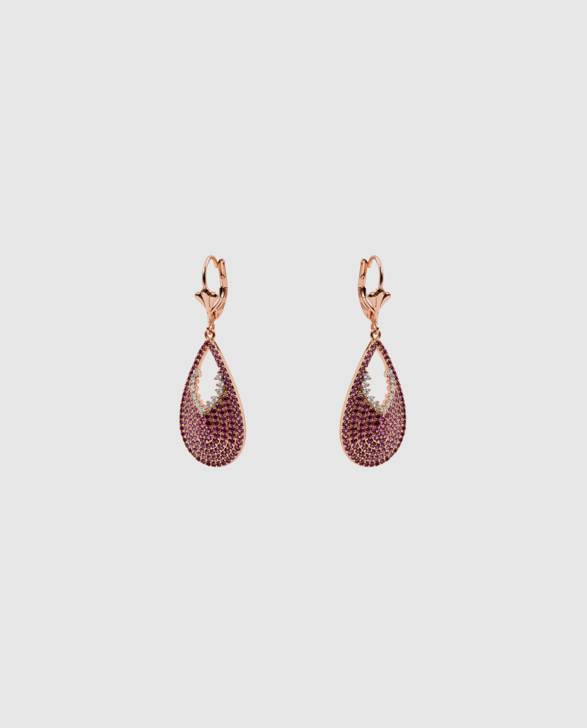 Brincos de Argola Special Edition com Acabamentos em Ouro Rosa 18k e Zirconita Rubi Vermelho-3