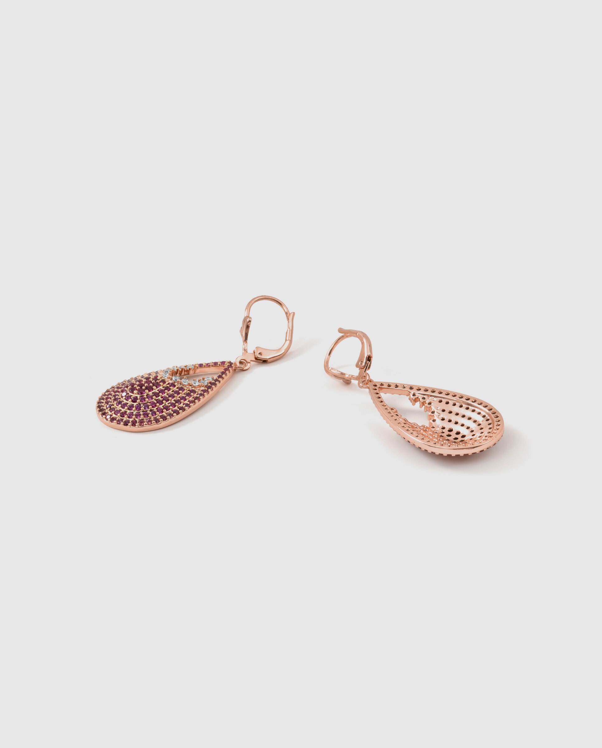 Brincos de Argola Special Edition com Acabamentos em Ouro Rosa 18k e Zirconita Rubi Vermelho-6