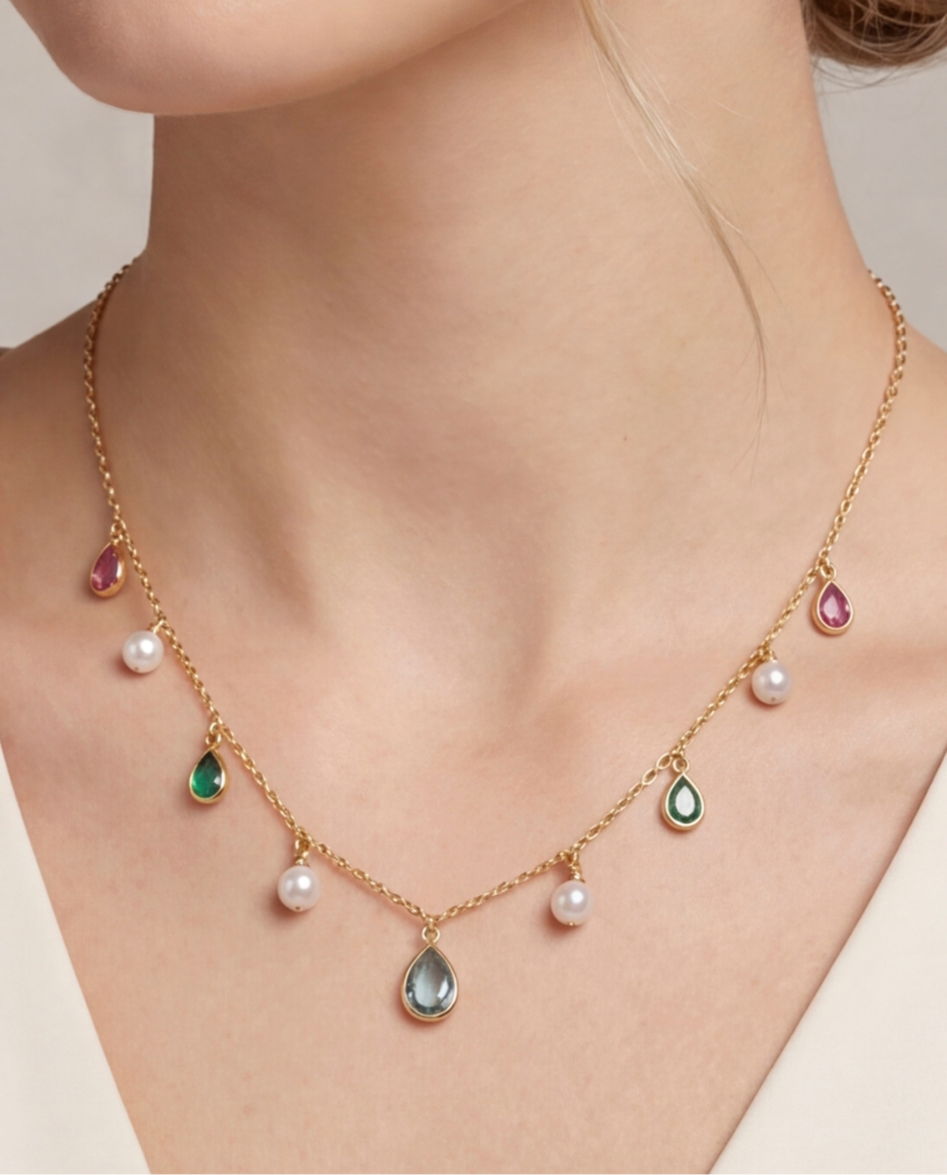 Colar Special Edition com Acabamento em Ouro Rosa de 18k e Pérola Branca Multicolor-4