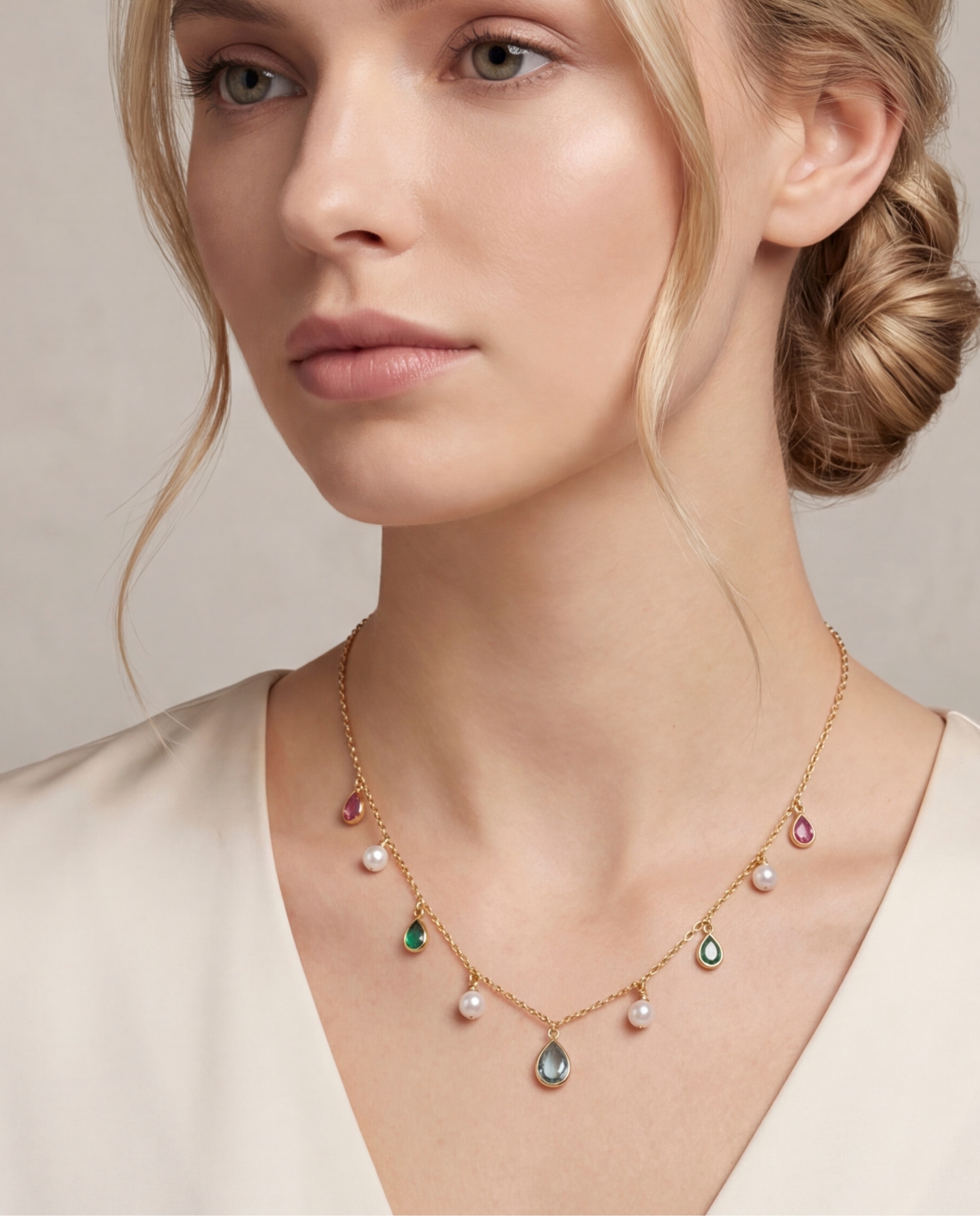 Colar Special Edition com Acabamento em Ouro Rosa de 18k e Pérola Branca Multicolor-5