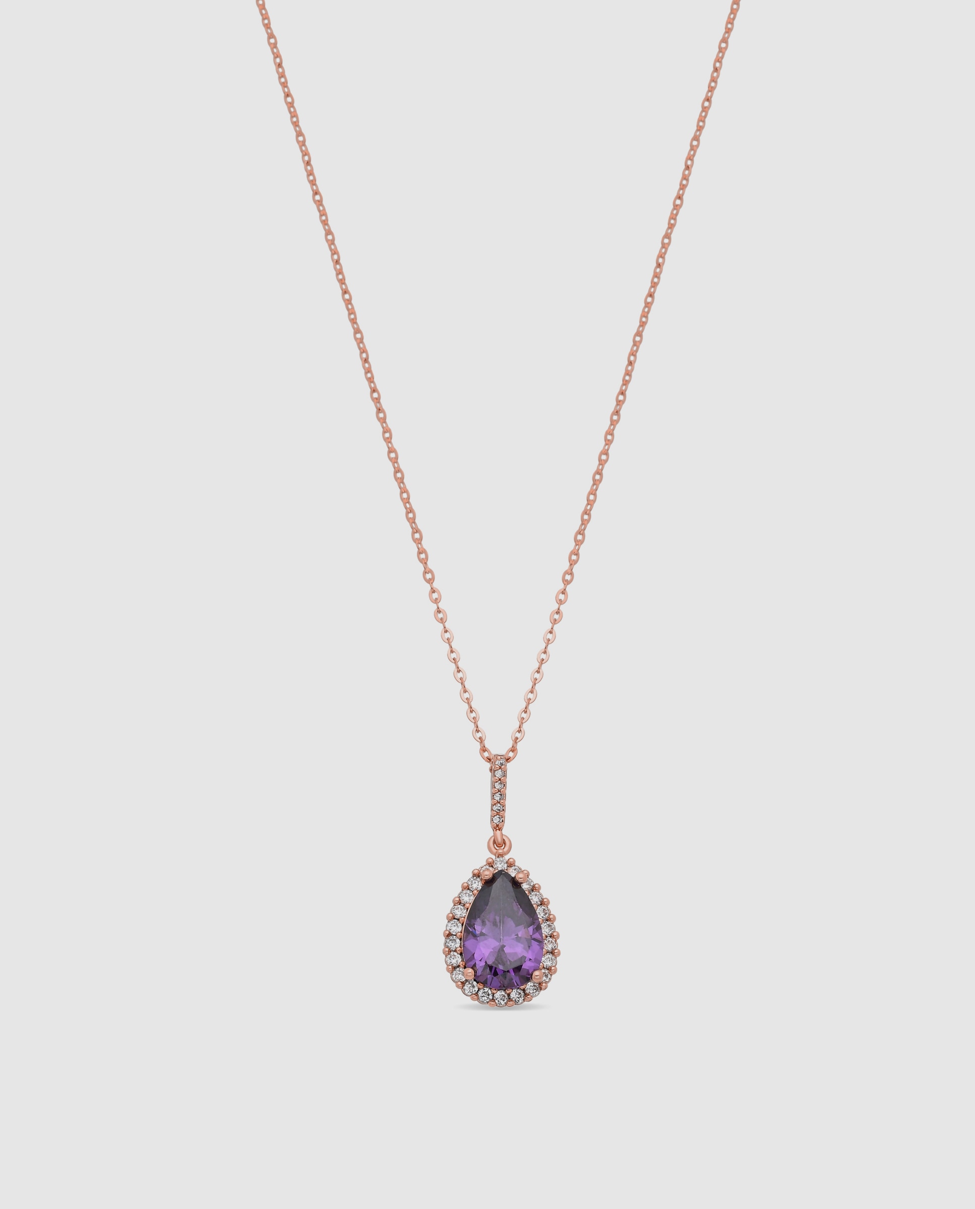 Colar Special Edition com Acabamento em Ouro Rosa de 18k e Zircónios Ametista Roxo-1