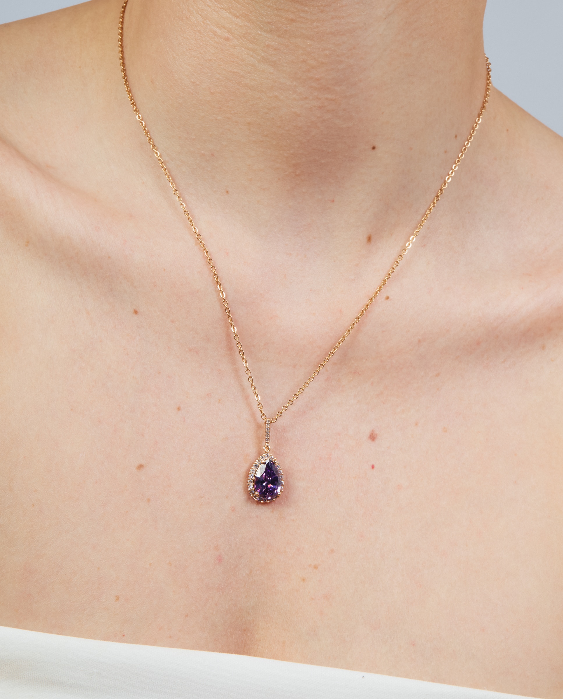 Colar Special Edition com Acabamento em Ouro Rosa de 18k e Zircónios Ametista Roxo-4